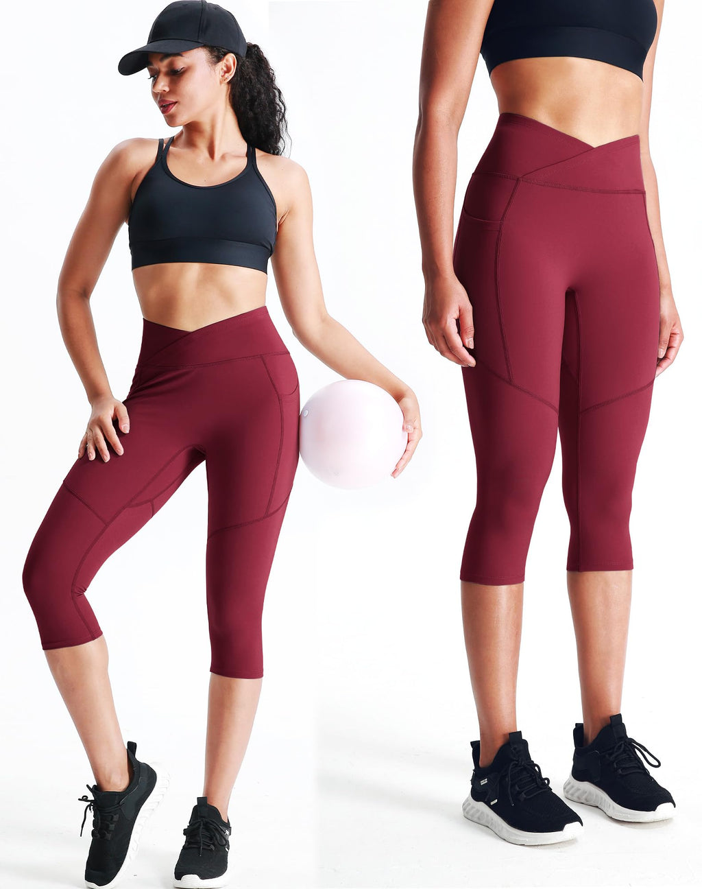 NELEUS Women's Yoga Running Capris Tummy Control High Waist Workout Pants