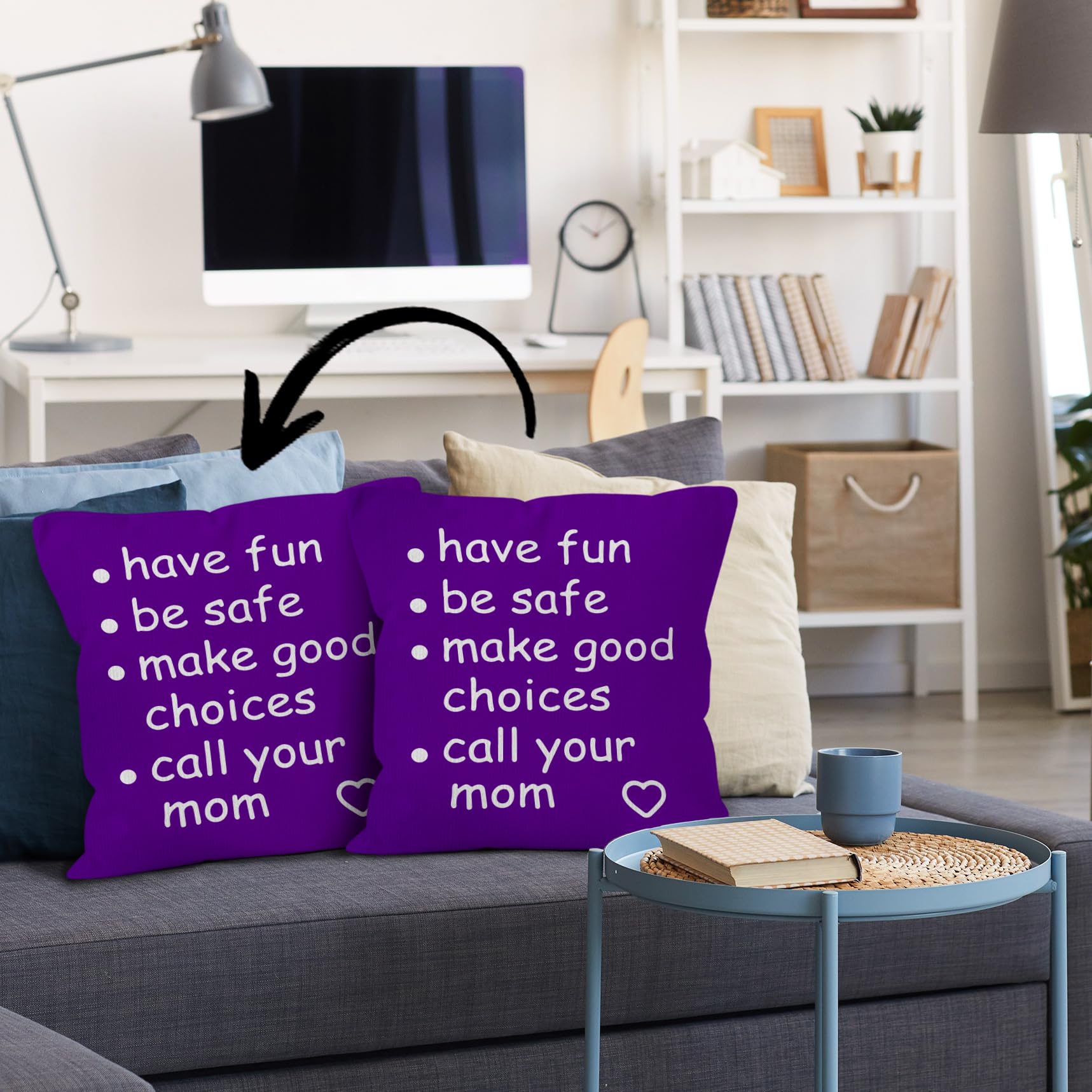 HIWX College Dorm Decor,Funny Have Fun Be Safe Make Good Choices Call Your Mom Decorative 18 x 18 Throw Pillow Cover,Call Your Mom Pillow,Throw Pillows for Dorm Bed Room Student Decor Pillowcase