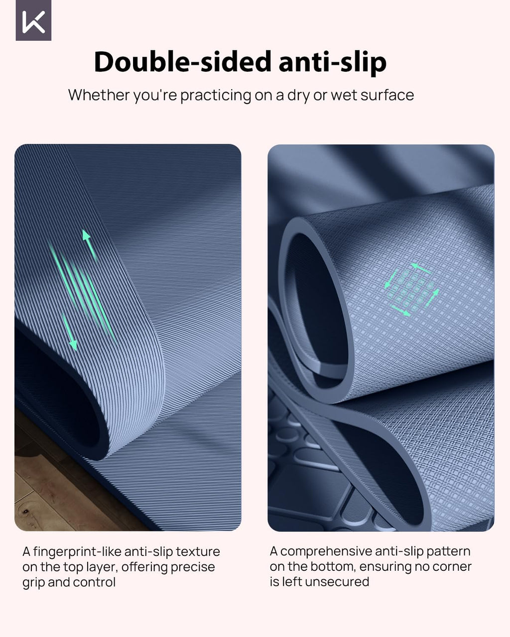 KEEP Extra Wide Yoga Mat, 7mm Thick 72" x 32" Exercise Mat | 7mm thick Extra wide yoga mat with carry strap for home workout, yoga, exercise and Pilates