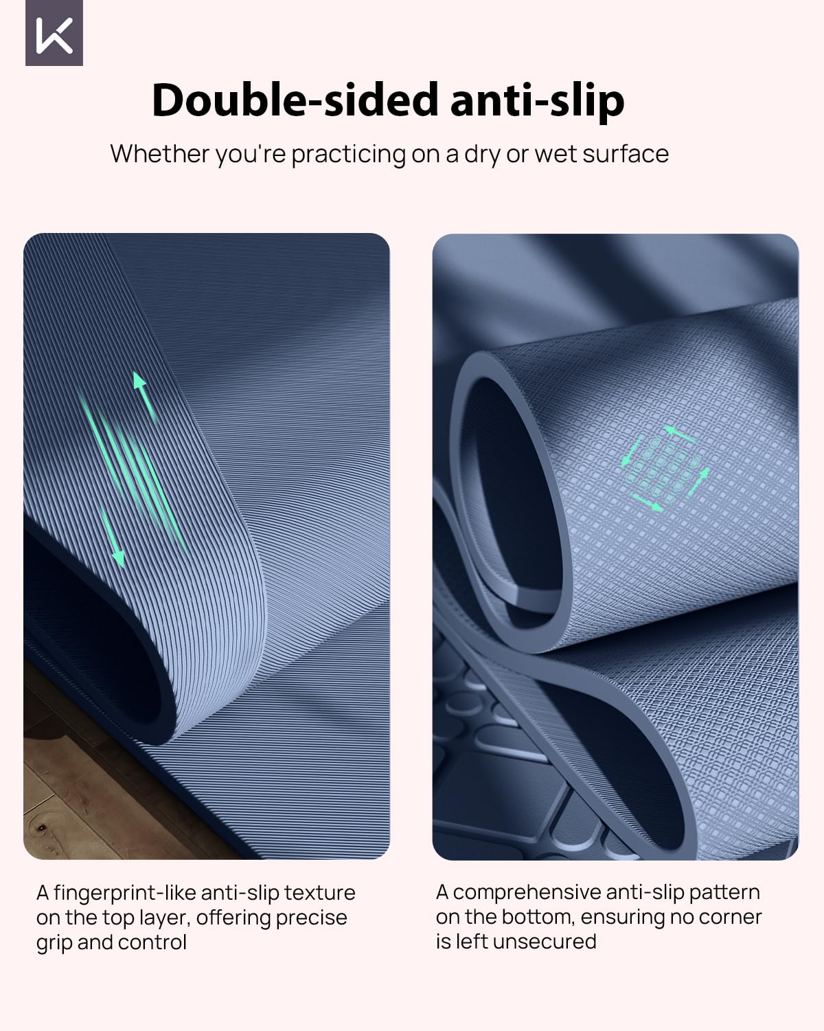 KEEP Extra Wide Yoga Mat, 7mm Thick 72" x 32" Exercise Mat | 7mm thick Extra wide yoga mat with carry strap for home workout, yoga, exercise and Pilates