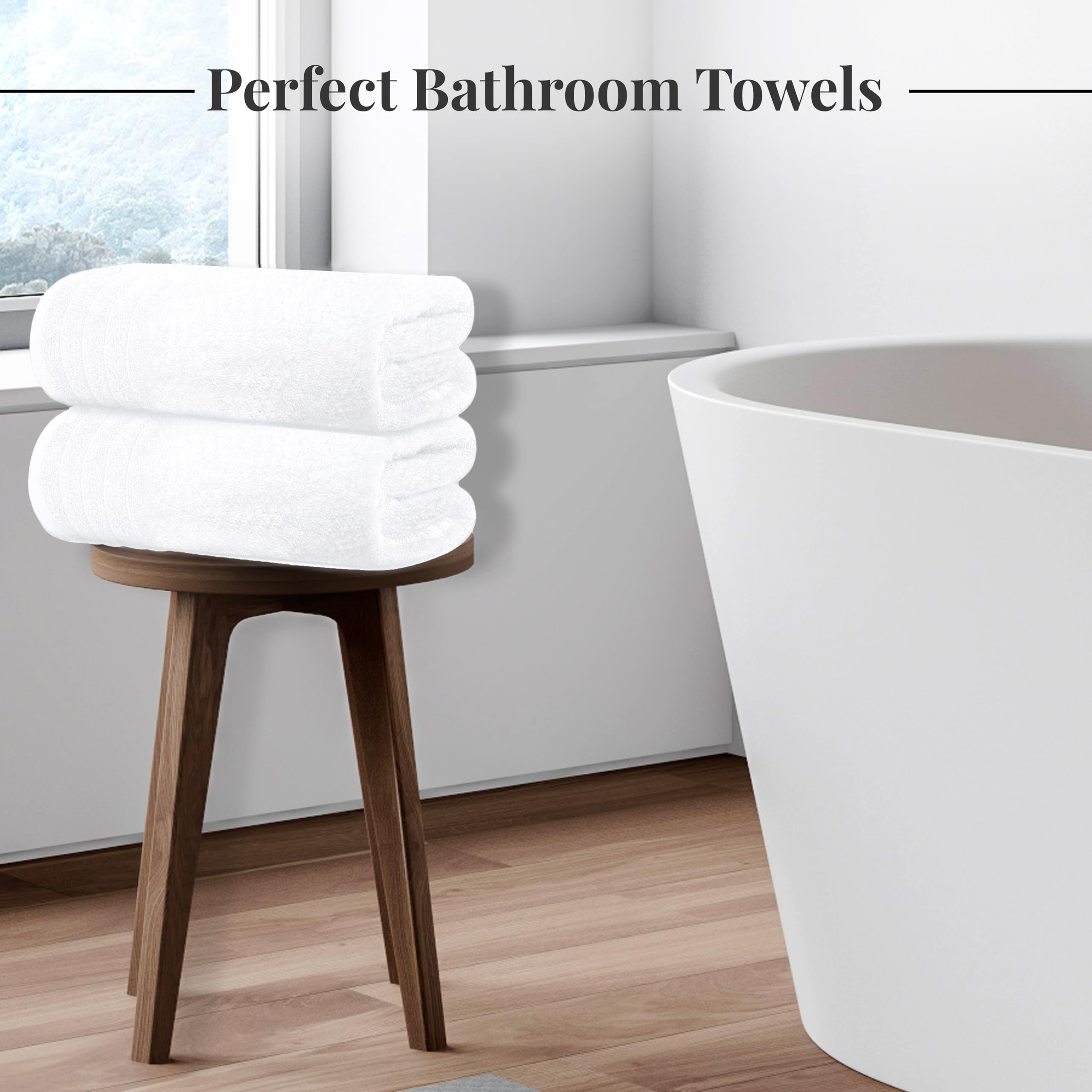 Tens Towels Pack of 4 Extra Large Bath Towels 30 x 60 Inches, 100% Cotton, Larger & Lighter Weight, Quicker to Dry, Super Soft and Absorbent, Perfect for Bathroom, Black