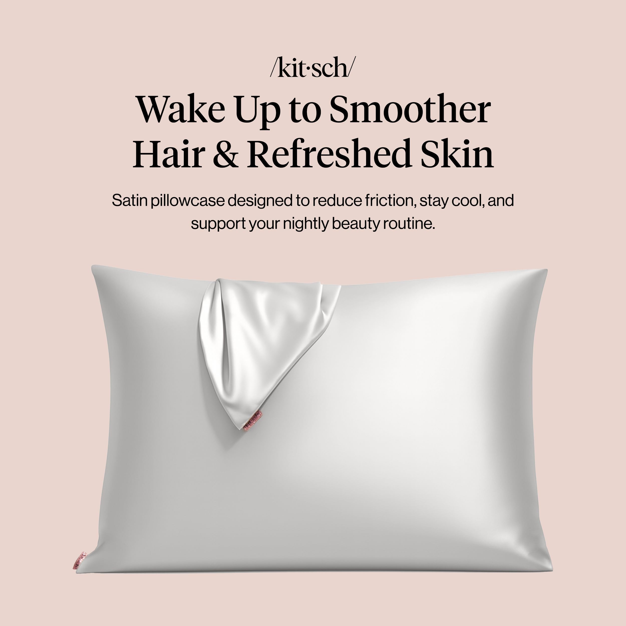 Kitsch Satin Pillowcase with Zipper - Standard Size, Leopard | Softer Than Silk Pillow Cases, Smooth Cooling Satin Pillow Case for Hair and Skin, Wrinkle-Free, Machine Washable