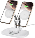 Charging Station for Mag Safe Charger, 3 in 1 Wireless Charger for iPhone Air/17/16/15/14/13/12 Series, for Apple Watch & Air Pods, SwanScout 707M (No Adapter)