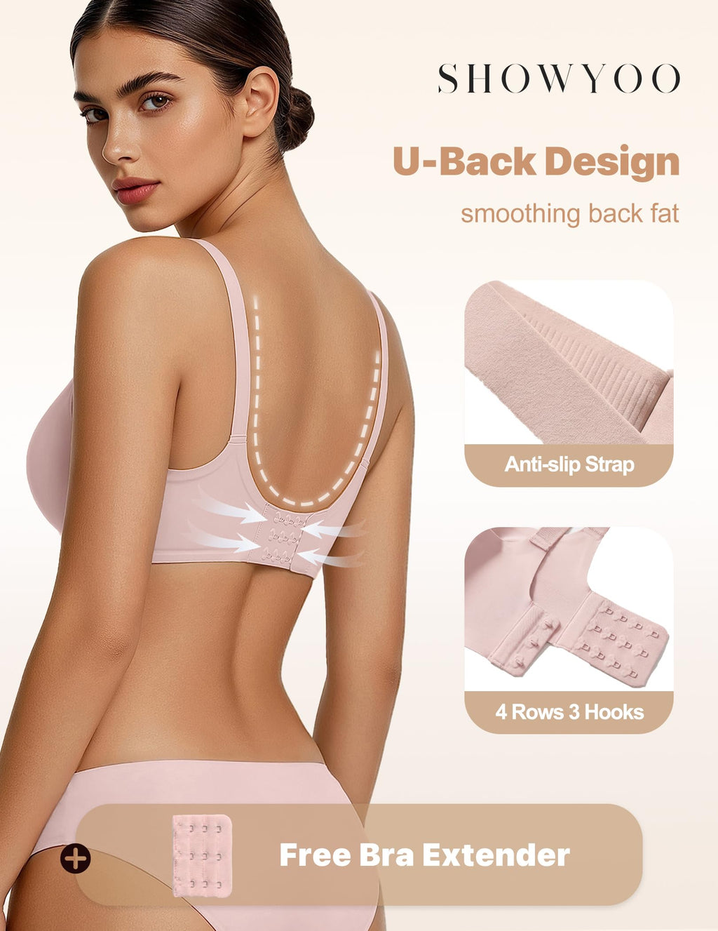 Jelly Bras for Women Wireless Push Up Bra V Neck Seamless Full Coverage Bralette No Underwire Comfy Everyday Bra
