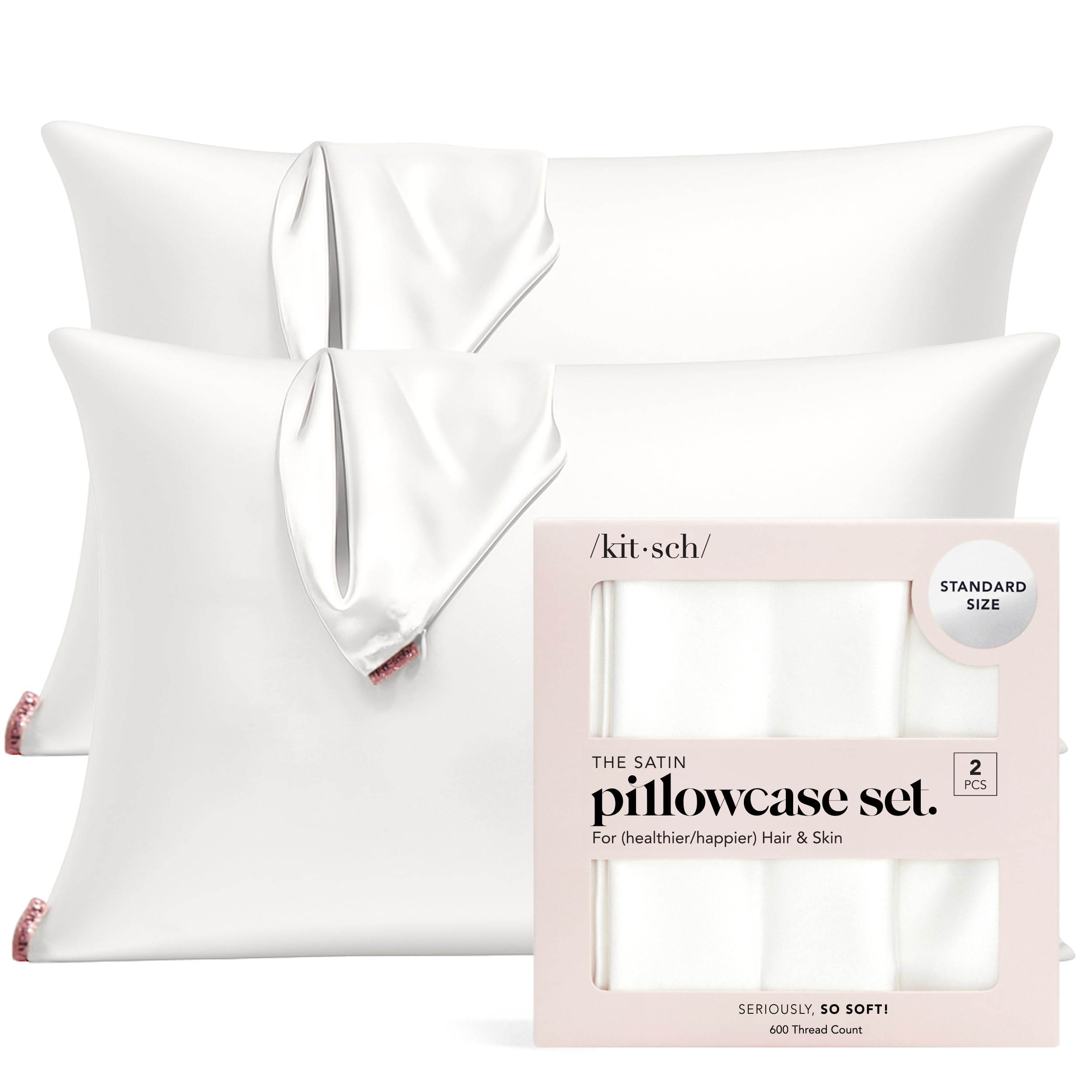 Kitsch Satin Pillowcase with Zipper - Standard Size, Leopard | Softer Than Silk Pillow Cases, Smooth Cooling Satin Pillow Case for Hair and Skin, Wrinkle-Free, Machine Washable