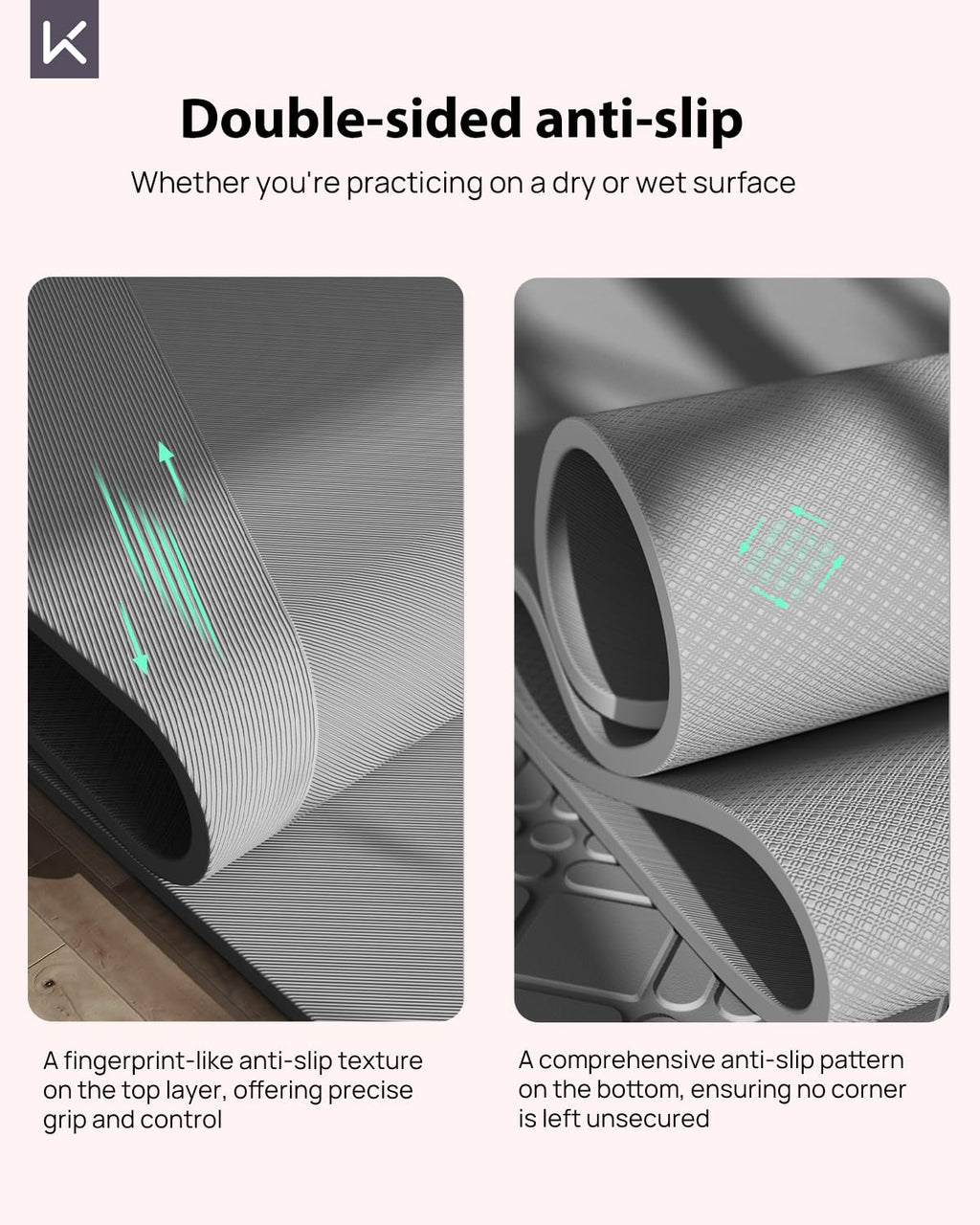 KEEP Extra Wide Yoga Mat, 7mm Thick 72" x 32" Exercise Mat | 7mm thick Extra wide yoga mat with carry strap for home workout, yoga, exercise and Pilates