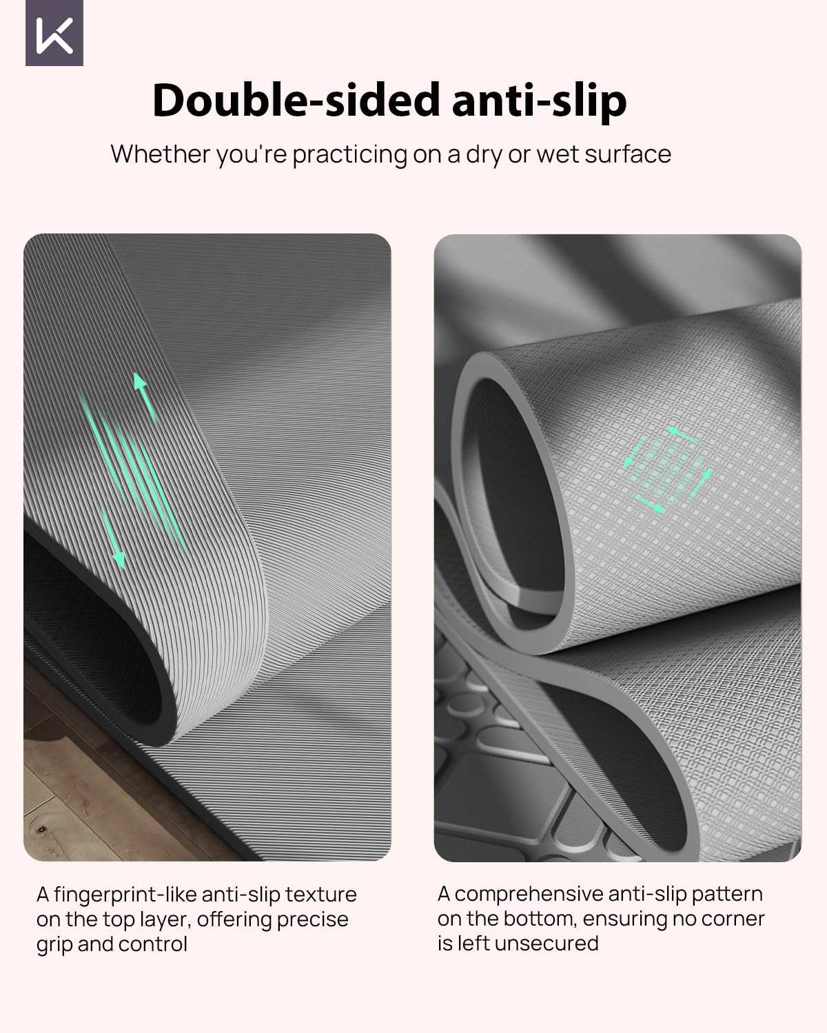 KEEP Extra Wide Yoga Mat, 7mm Thick 72" x 32" Exercise Mat | 7mm thick Extra wide yoga mat with carry strap for home workout, yoga, exercise and Pilates