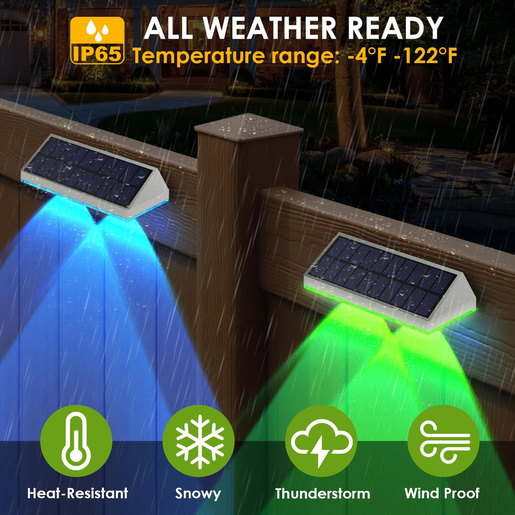 Solar Fence Lights Outdoor - 2700/4000/6000K 3 Mode, 8 Pack Solar Fence Lights Outdoor Waterproof LED, Fence Light Solar Powered for Outside, Backyard, Railing, Step, Patio,Wall and Home Improvement