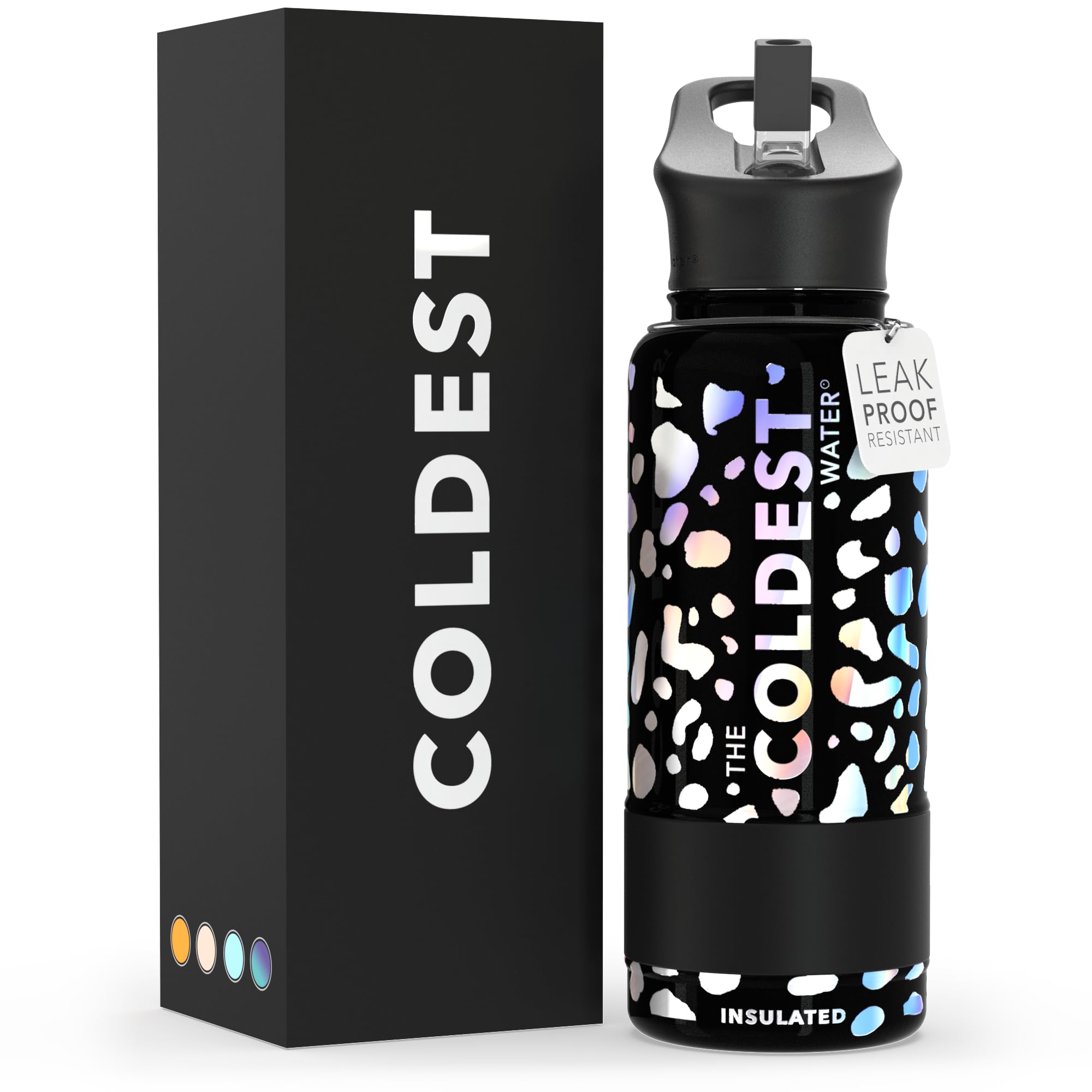 Coldest Insulated Water Bottle with Straw Lid - Stainless Steel Metal Insulated Bottle for Men & Women (Oceanic Green, 32 oz)