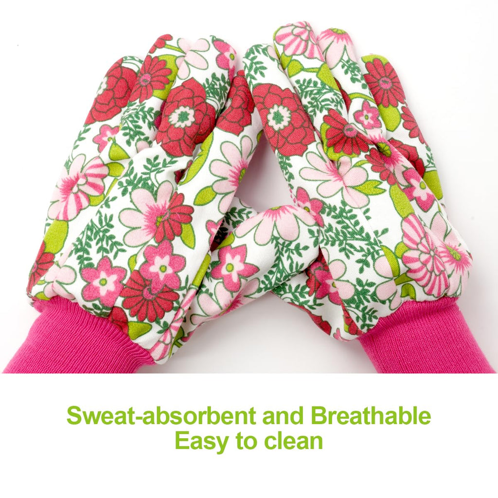 Ainiv Floral Gardening Gloves for Women/Ladies, Non-Slip Garden Work Gloves,Breathable Yard Work Glove Light Working Gloves