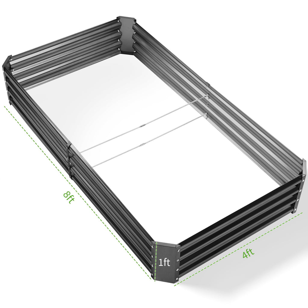 Land Guard 3 Pack 8×4×1ft Galvanized Metal Raised Garden Bed, Metal Planter Kit Box Outdoor for Deep-Rooted Vegetables, Flowers, Green and Herbs, Silver
