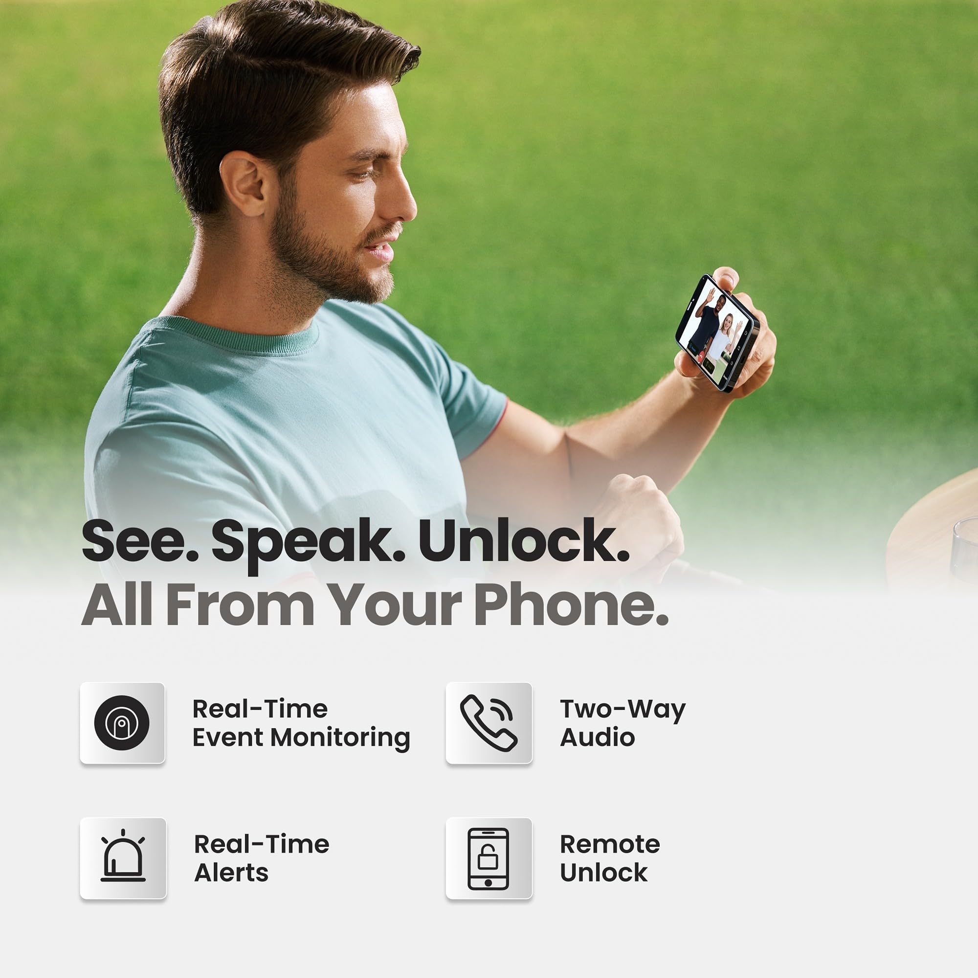 Lockin Venoris Smart Lock - Palm Vein & Fingerprint Keyless Entry Door Lock - 6 Unlock Methods - Built-in WiFi - Smart Home Compatible - No Monthly Subscription - 7-Month Battery Life