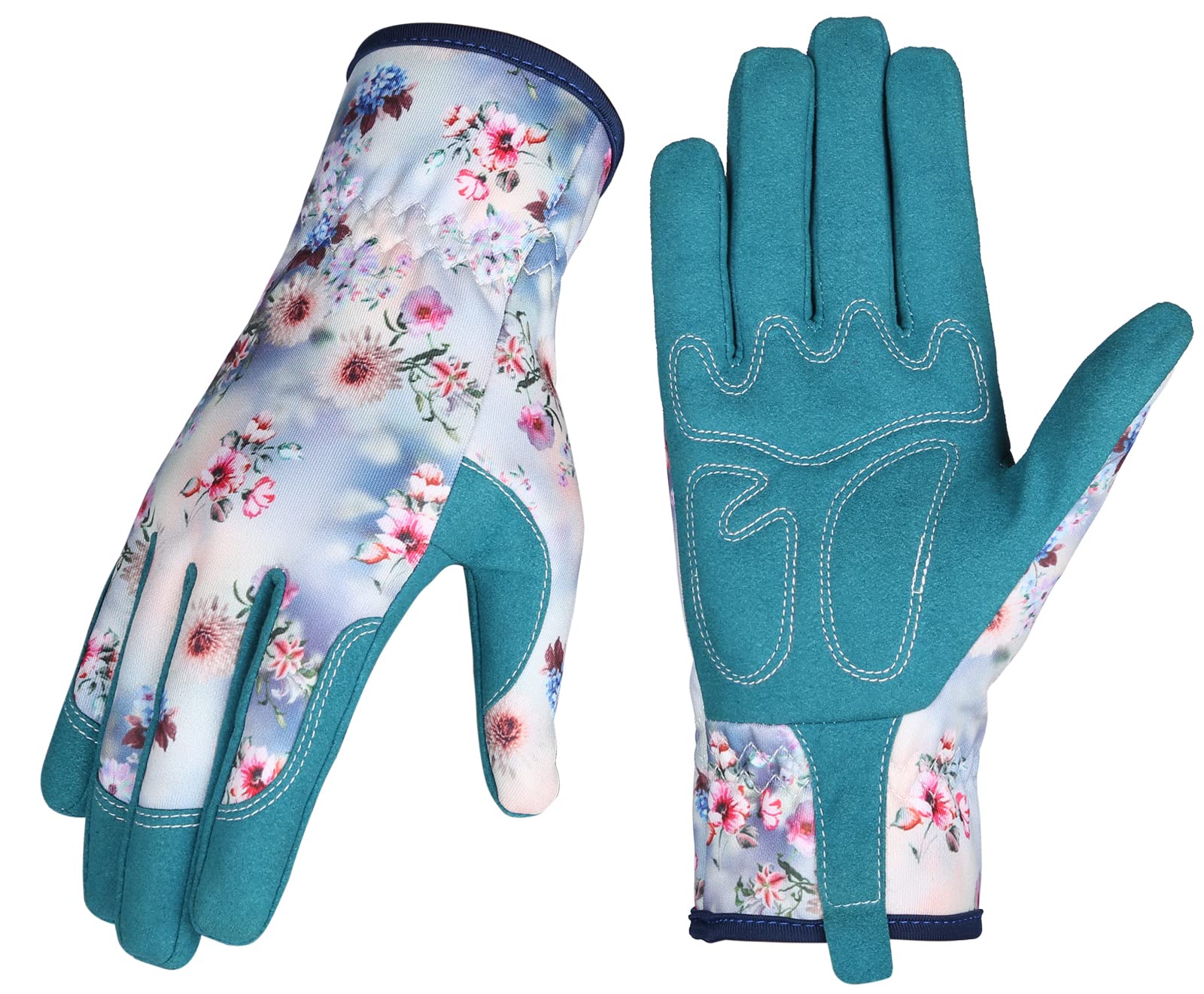 Bamllum Leather Gardening Gloves for Women - Working Gloves for Weeding, Digging, Planting, Raking and Pruning