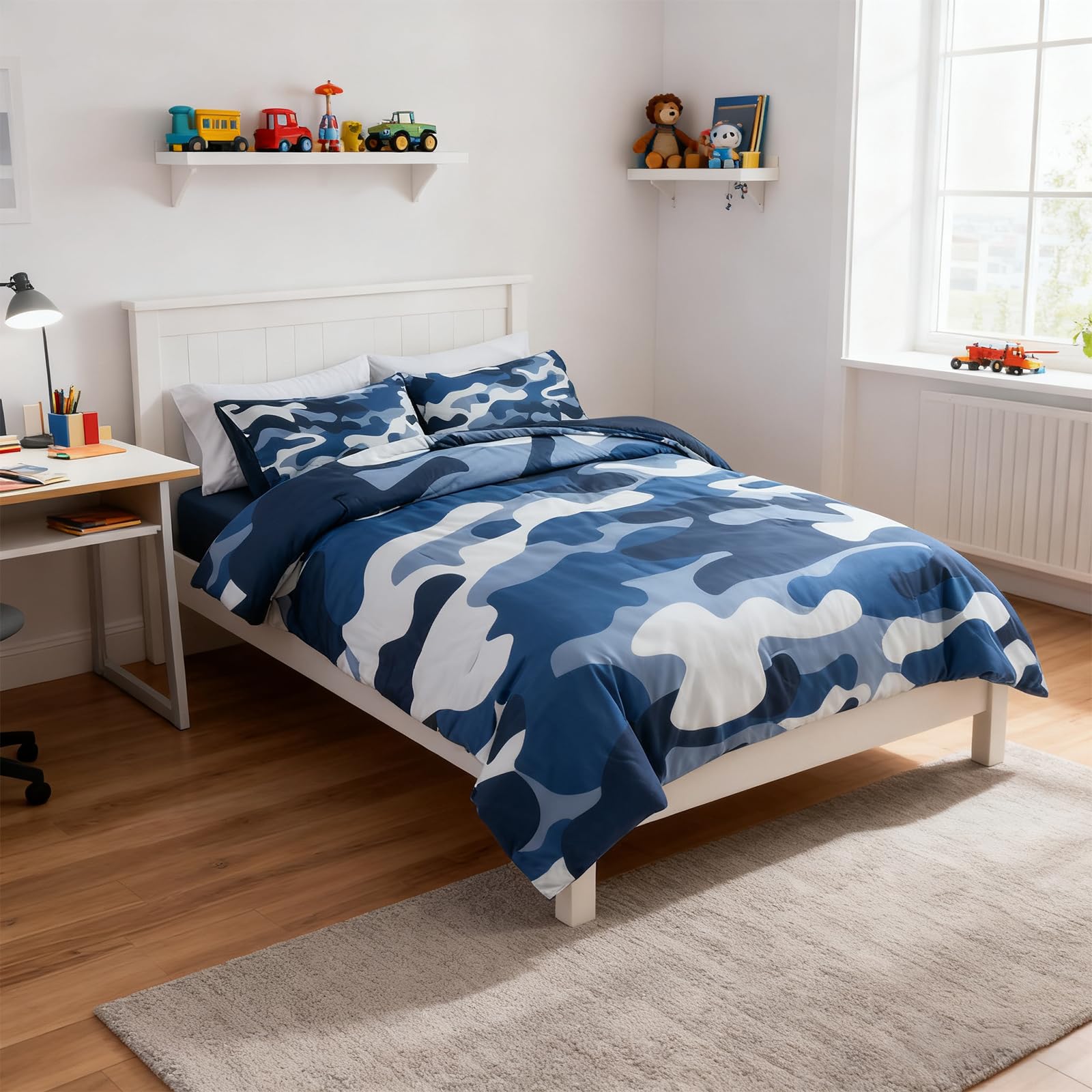 Holawakaka Twin Size Camouflage Bedding Comforter Set with Sheets, Boys Girls Men Camo Bed in A Bag 5 Pieces,Kids Teens Dorm Bed Sets Neutral Farmhouse Lodge Cabin Army Bedspread (Red, Twin)