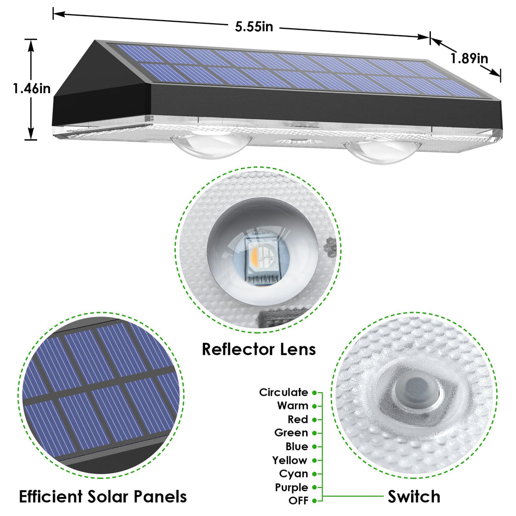 Solar Fence Lights Outdoor - 2700/4000/6000K 3 Mode, 8 Pack Solar Fence Lights Outdoor Waterproof LED, Fence Light Solar Powered for Outside, Backyard, Railing, Step, Patio,Wall and Home Improvement