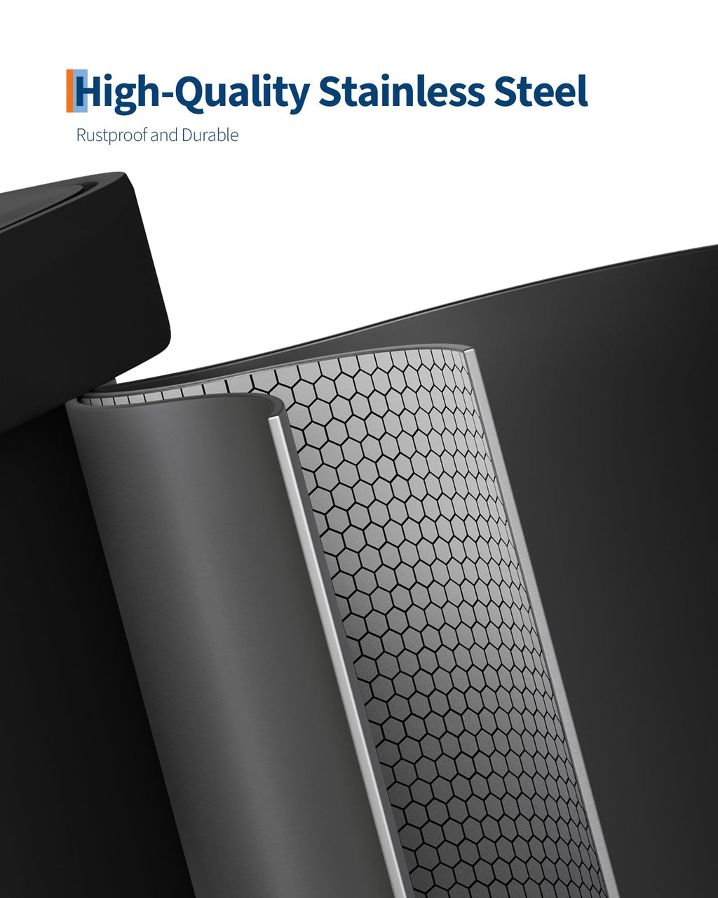 Garvee 13 gal / 50 L Stainless Steel Trash Can with Lid, Large Garbage Can for Kitchen, Rustproof Step-on Kitchen Metal Trash Bin with Liner Rim, Rear Handle, Soft Close Plastic Lid, Silver