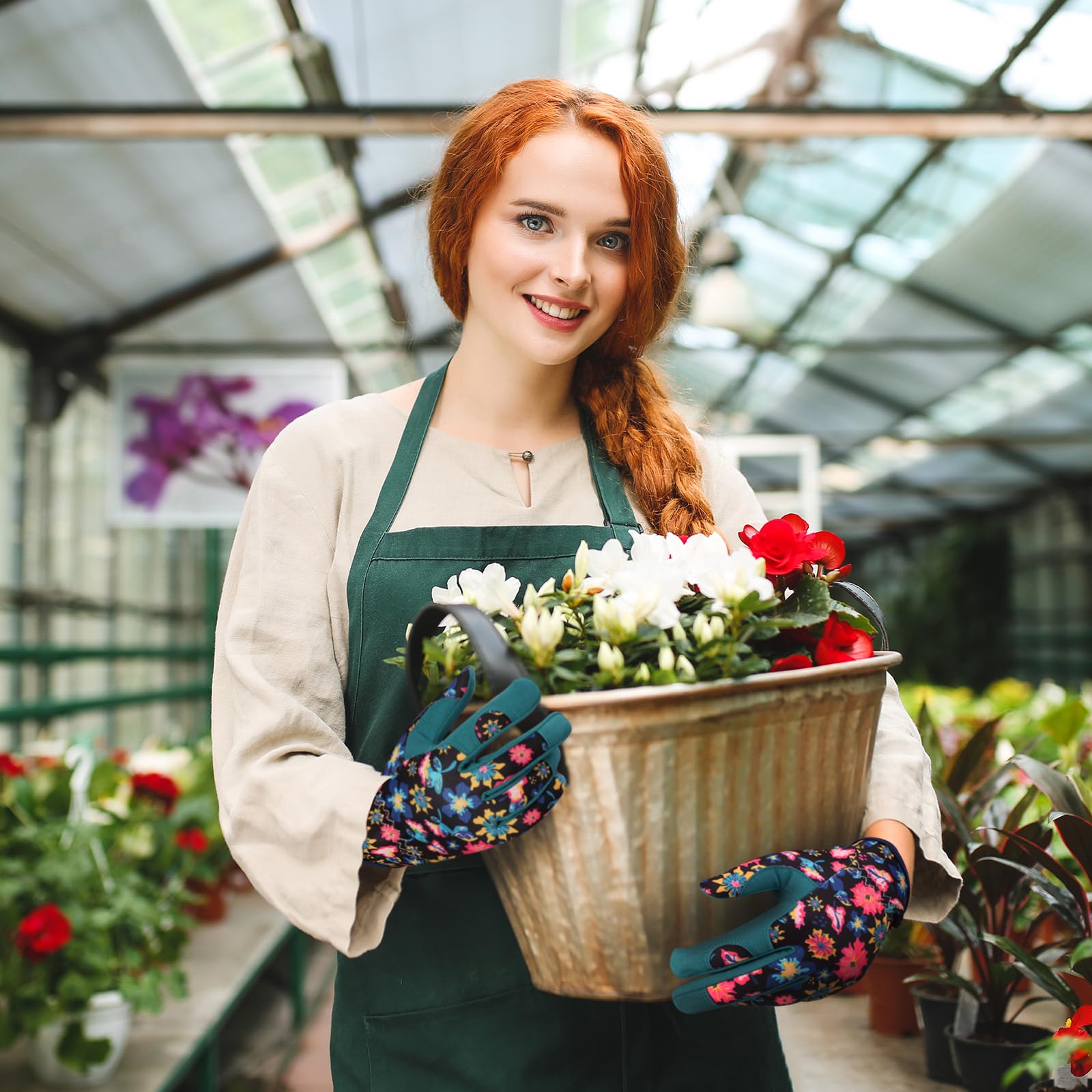 Bamllum Leather Gardening Gloves for Women - Working Gloves for Weeding, Digging, Planting, Raking and Pruning