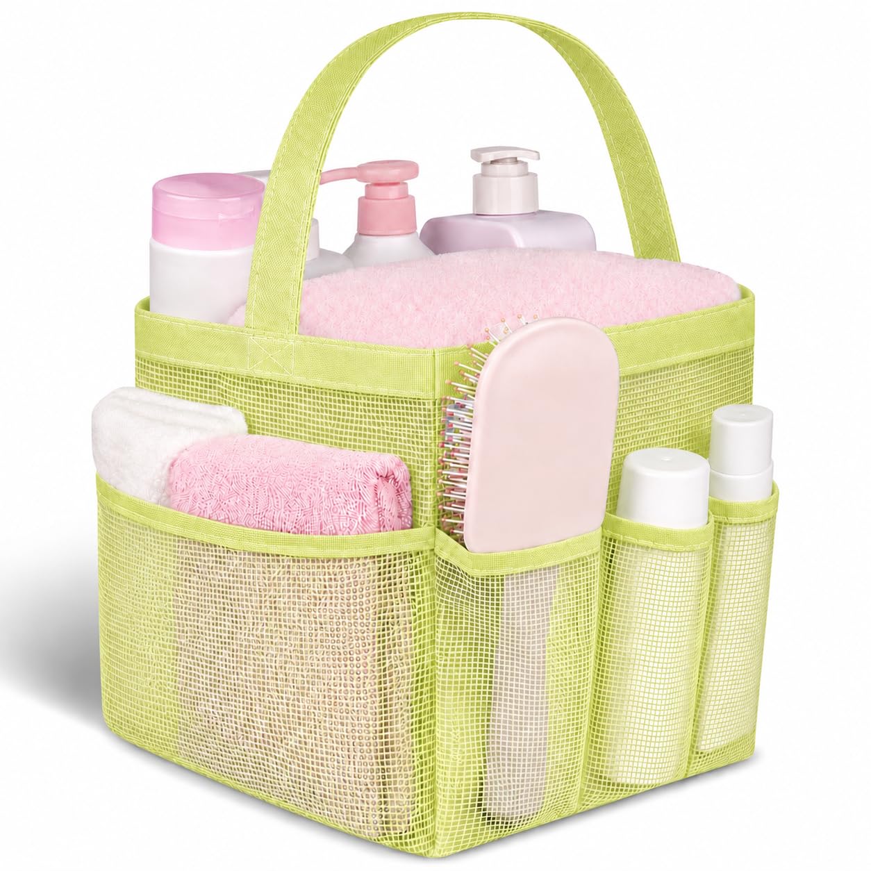 Attmu Mesh Shower Caddy Portable for College Dorm Room Camping Essentials, Shower Caddy Dorm with 9-Pockets, Large Capacity Hanging Basket Bathroom Bag for Toiletry, Swimming, Gym, Camp, Beach