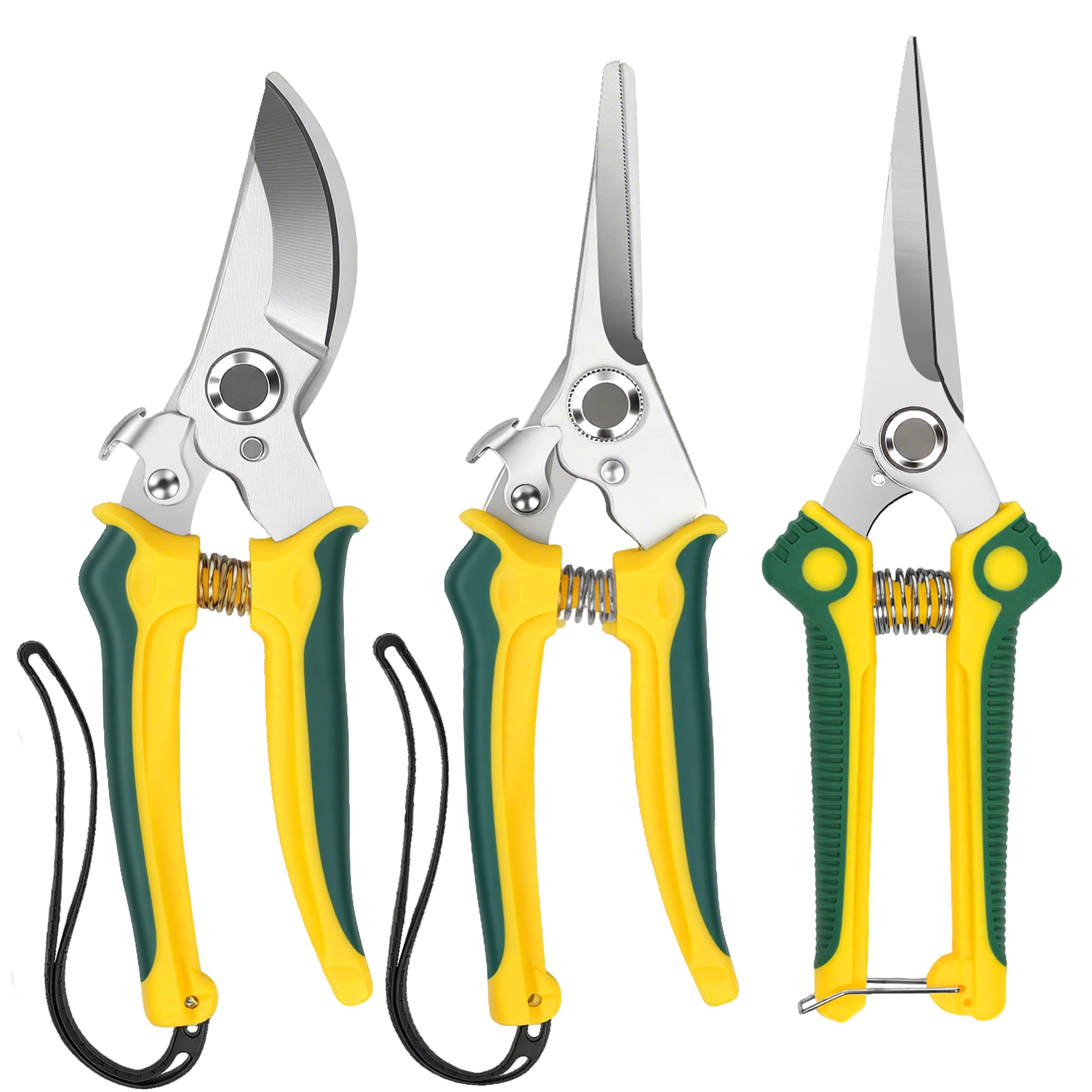 EWPJDK 3 Pack Garden Pruning Shears, Stainless Steel Shears, Gardening Shears, Scissors, Garden Clippers, Pruning Snips, Pruning Shears for Gardening Tools