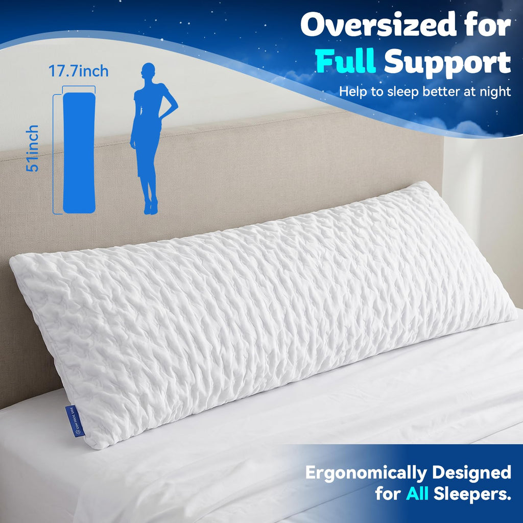 KUCEY Cooling Side Sleeper Pillow for Neck and Shoulder Pain, Luxury Shredded Memory Foam Curved Bed Pillows for Sleeping Set of 1- Adjustable Queen Size- Washable Cover Crescent White