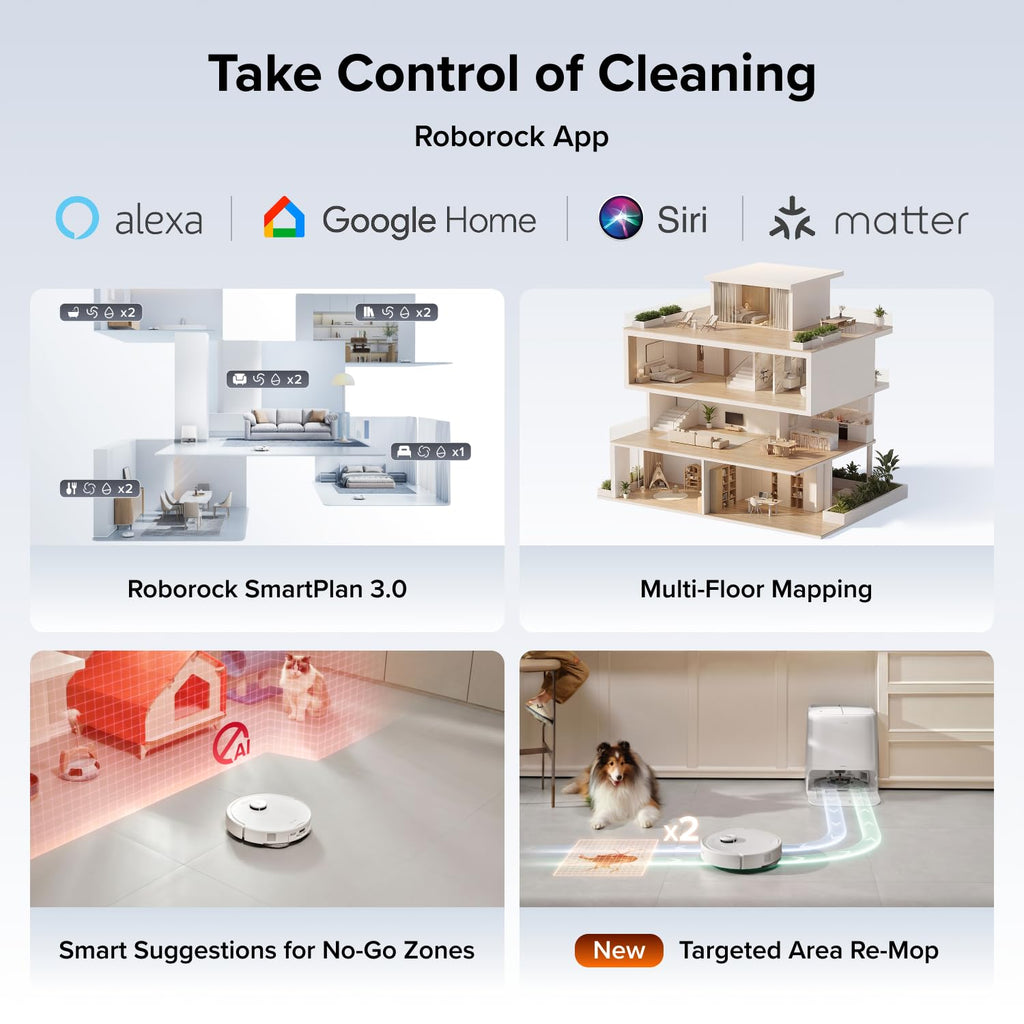 roborock Qrevo S5V Robot Vacuum and Mop, FlexiArm Edge Mopping, 12,000Pa Suction, Dual Zero-Tangle System, Smart Obstacle Avoidance, 10mm Mop Lifting, Auto Mop Washing&Drying, Self-Emptying&Refilling
