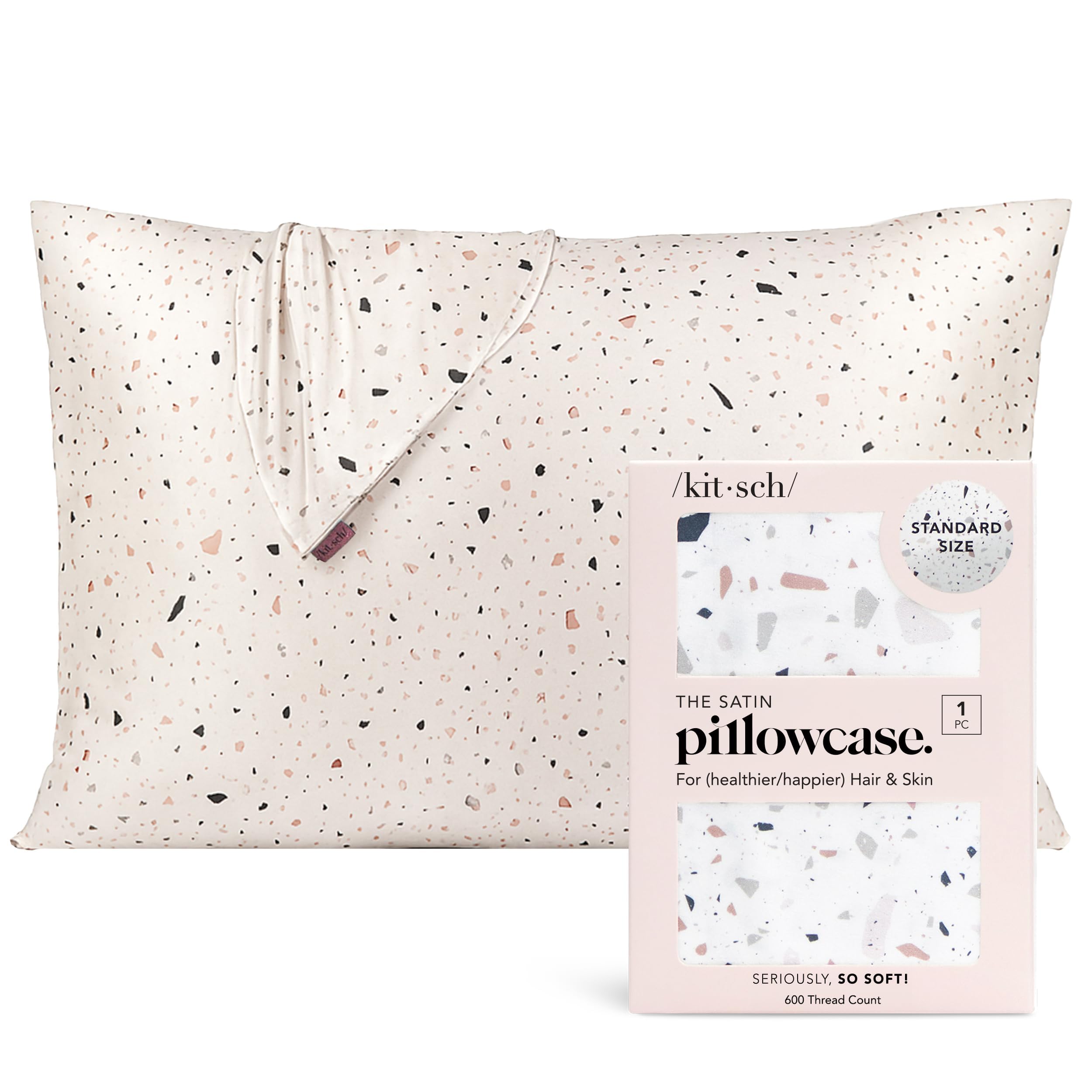 Kitsch Satin Pillowcase with Zipper - Standard Size, Leopard | Softer Than Silk Pillow Cases, Smooth Cooling Satin Pillow Case for Hair and Skin, Wrinkle-Free, Machine Washable