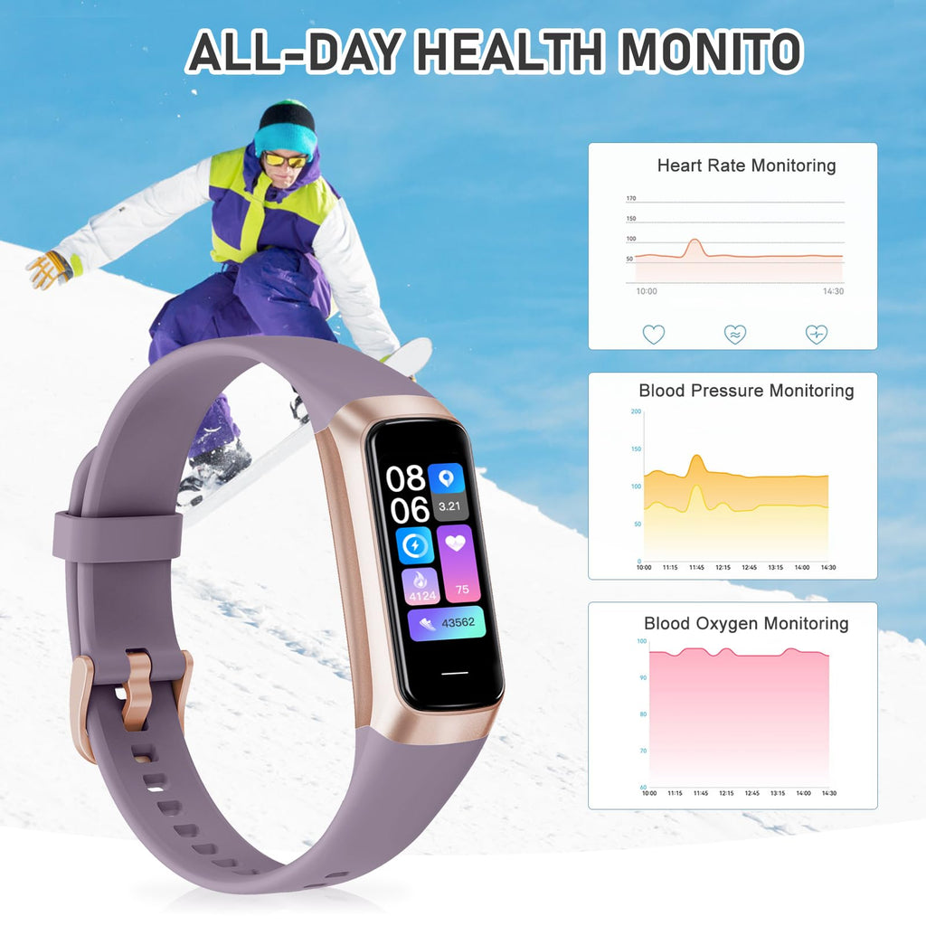 Fitness Tracker with 24/7Heart Rate, Blood Pressure, Sleep Tracking, Calorie, Activity Tracker with 1.1" AMOLED Color Screen, Waterproof Step Tracker for Android iPhones Women Men