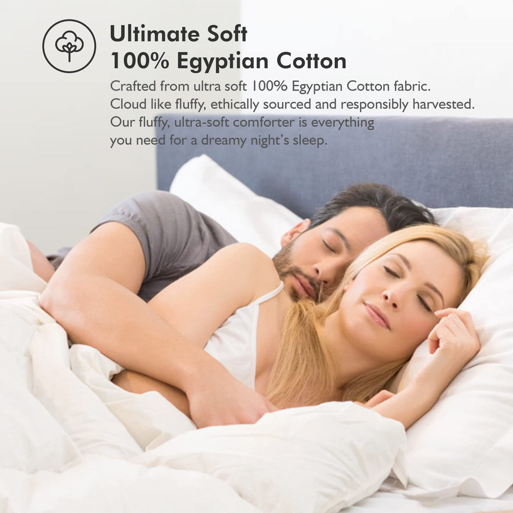 Luxurious All-Season Goose Down Feather Fiber Comforter California King Size Duvet Insert, Exquisite Pinch Pleat Design, Premium Baffle Box, 100% Egyptian Cotton Cover, 80 oz. Fill Weight, Black