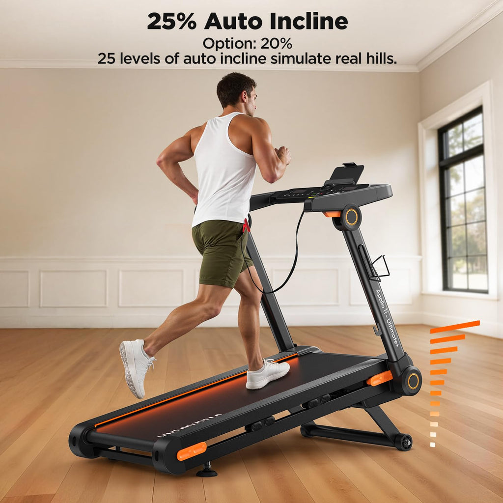 Vitalwalk Foldable Treadmill with Auto Incline, Commercial 49"x18" Wide Running Belt, 10MPH, 3.5HP Brushless, Walking Pad Treadmill for Home, Auto Folding, No Installation, 350LBS, APP