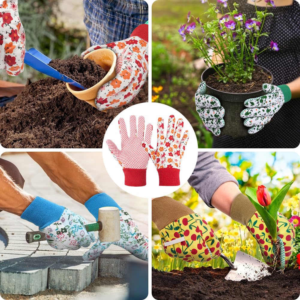 Ainiv Floral Gardening Gloves for Women/Ladies, Non-Slip Garden Work Gloves,Breathable Yard Work Glove Light Working Gloves