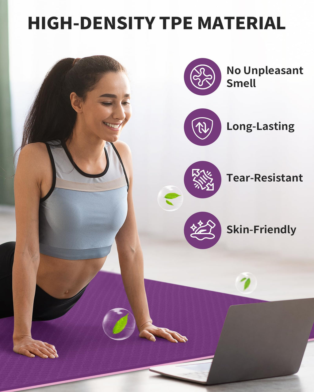 CAMBIVO Yoga Mat 72" x 48" Large Workout Mat for Home Gym Flooring | 6mm-12mm (0.24"-0.48") Extra Thick Exercise Mat for Apartment Fitness | High-Density TPE Cushioning for Joint Protection