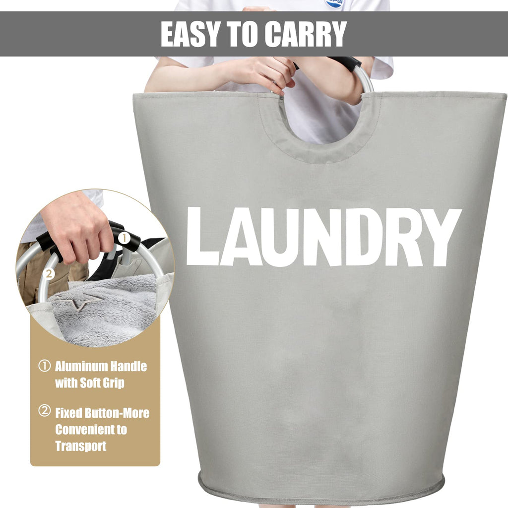 DOKEHOM 90L Large Laundry Basket, Collapsible Laundry Bag, Black | Freestanding tall clothes hamper & foldable washing bin. High-capacity clothes storage basket with durable sturdy handles