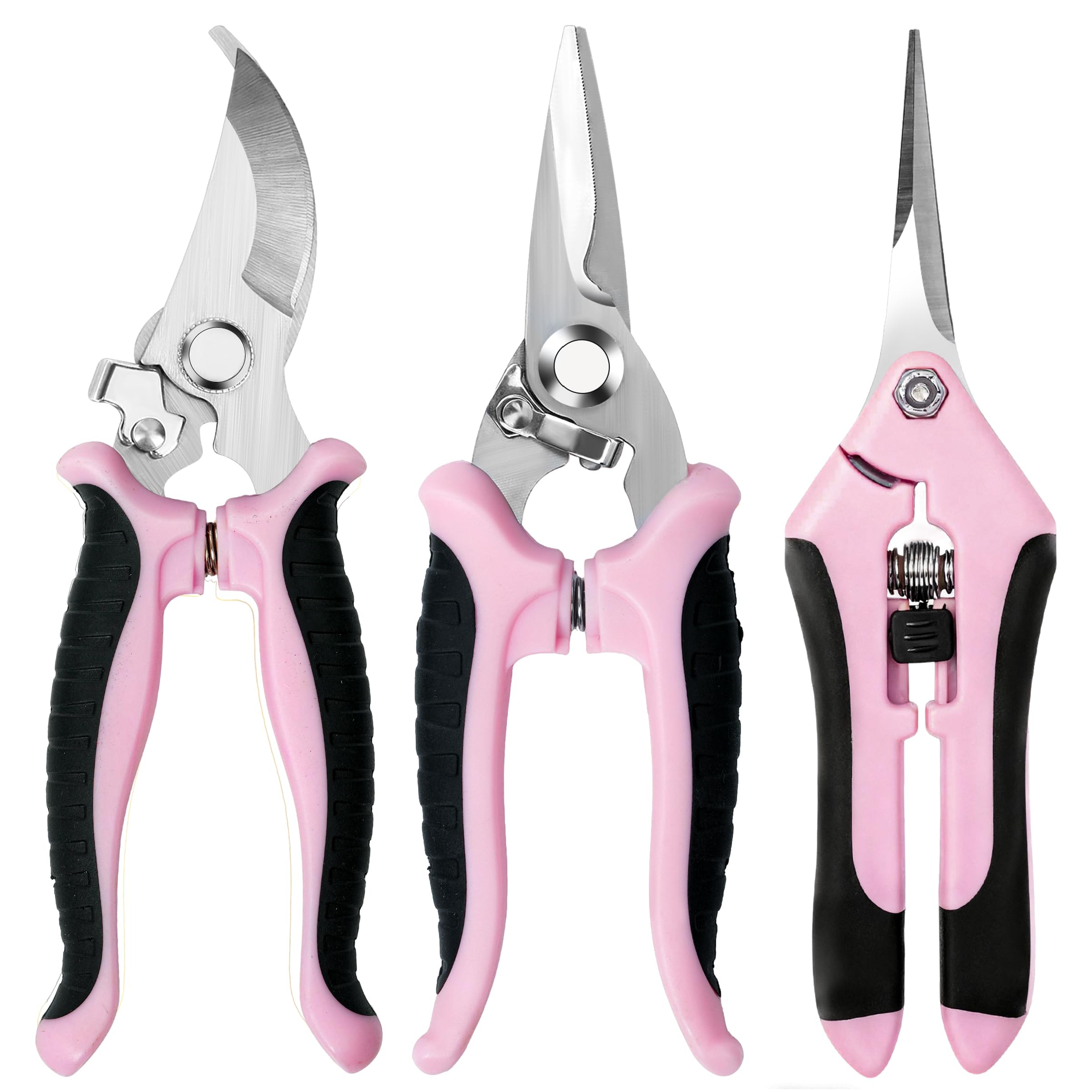 EWPJDK 3 Pack Garden Pruning Shears, Stainless Steel Shears, Gardening Shears, Scissors, Garden Clippers, Pruning Snips, Pruning Shears for Gardening Tools