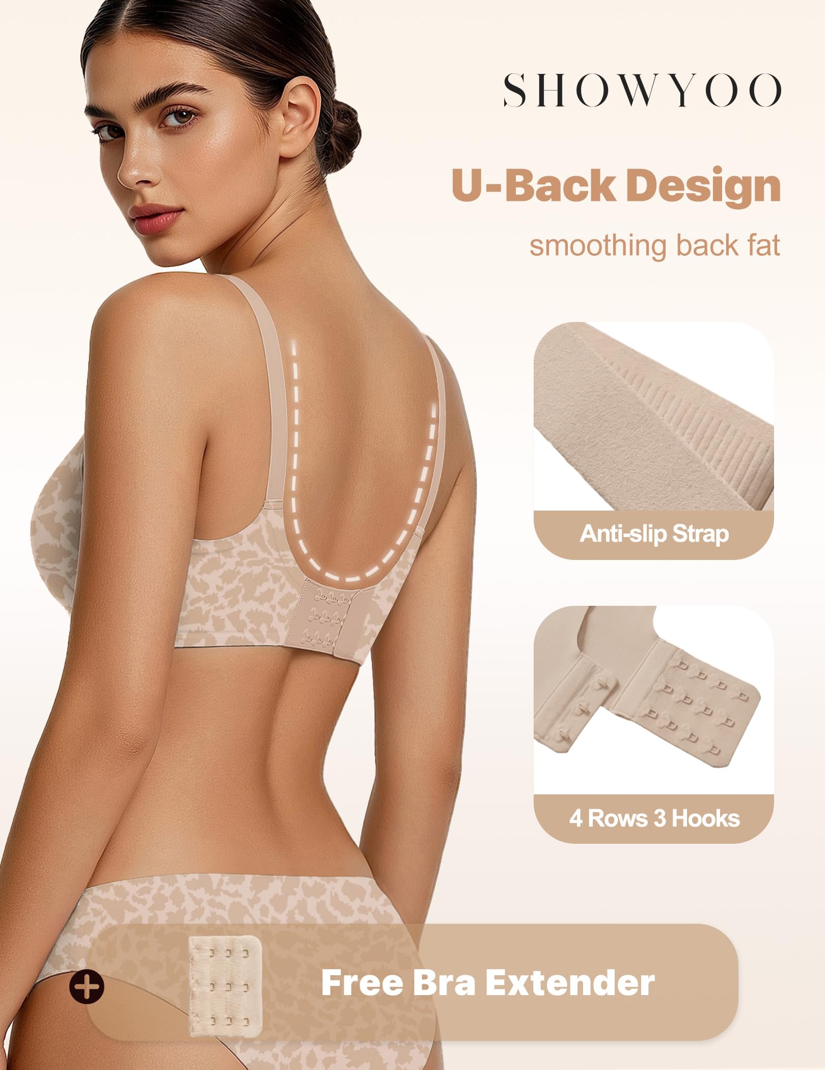 Jelly Bras for Women Wireless Push Up Bra V Neck Seamless Full Coverage Bralette No Underwire Comfy Everyday Bra
