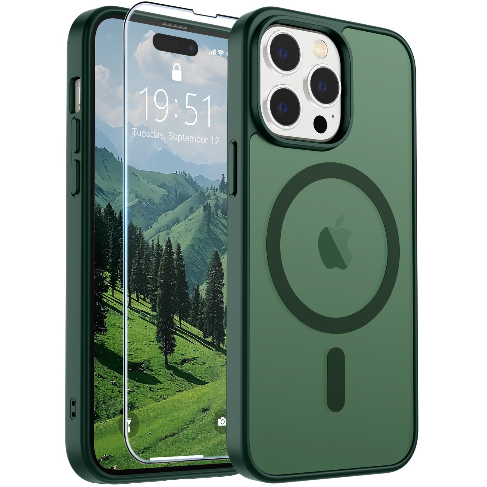SUPFINE Magnetic for iPhone 17 Pro Max Case with Screen Protector (Compatible with MagSafe)(Military Grade Drop Protection) Translucent Matte Phone Cover,Dark Blue