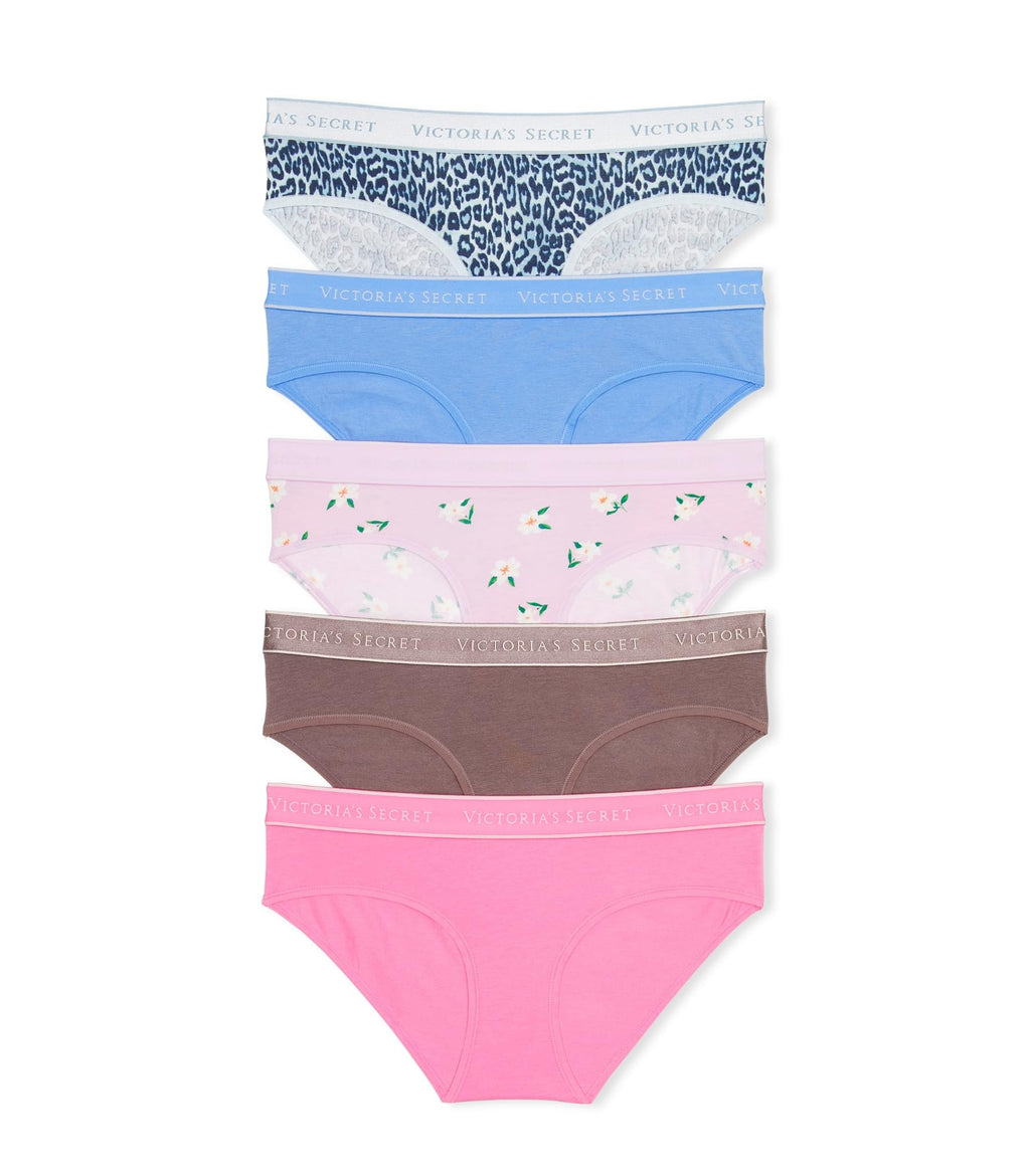 Victoria's Secret Women's Cotton Logo Hipster Underwear, Moderate Coverage Panties for Women, Multi Pack (XS-XXL)