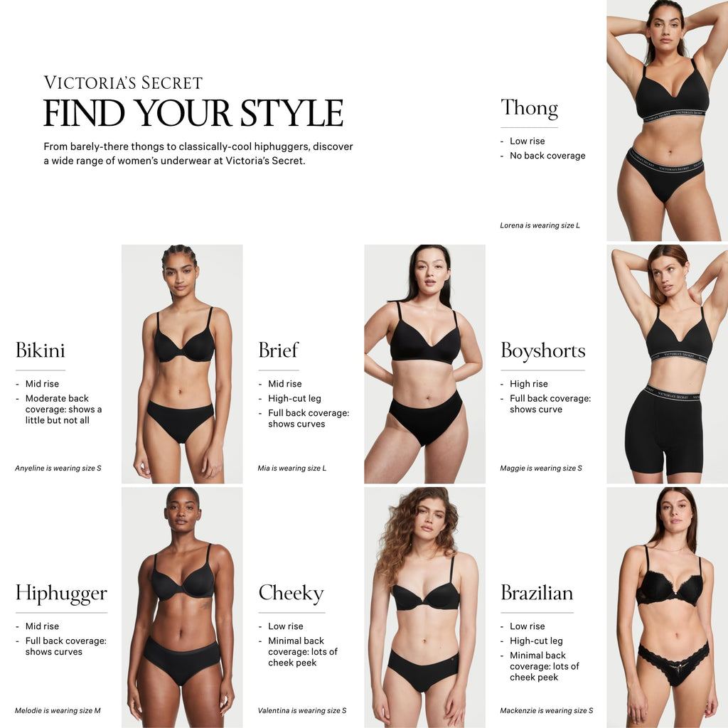 Victoria's Secret Women's Cotton Logo Hipster Underwear, Moderate Coverage Panties for Women, Multi Pack (XS-XXL)