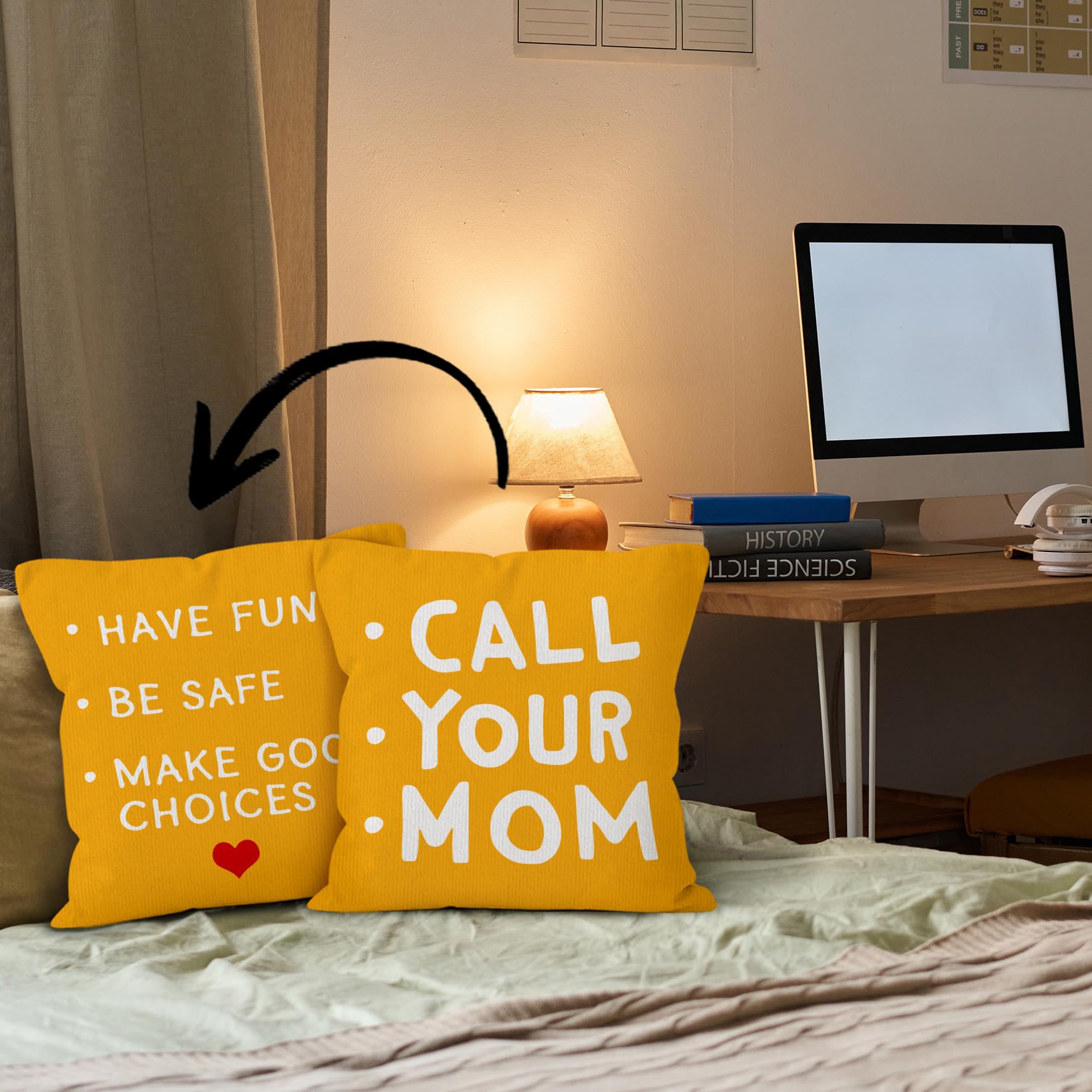 HIWX College Dorm Decor,Funny Have Fun Be Safe Make Good Choices Call Your Mom Decorative 18 x 18 Throw Pillow Cover,Call Your Mom Pillow,Throw Pillows for Dorm Bed Room Student Decor Pillowcase