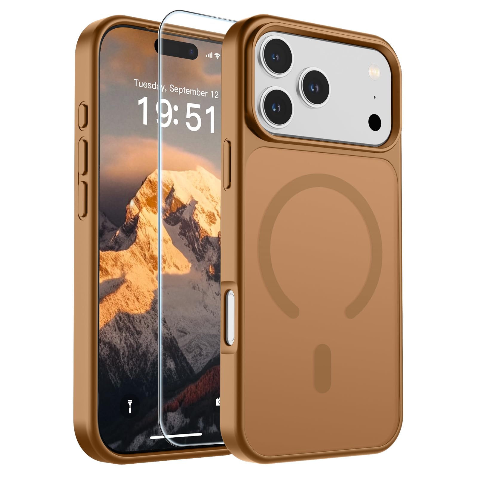 SUPFINE Magnetic for iPhone 17 Pro Max Case with Screen Protector (Compatible with MagSafe)(Military Grade Drop Protection) Translucent Matte Phone Cover,Dark Blue