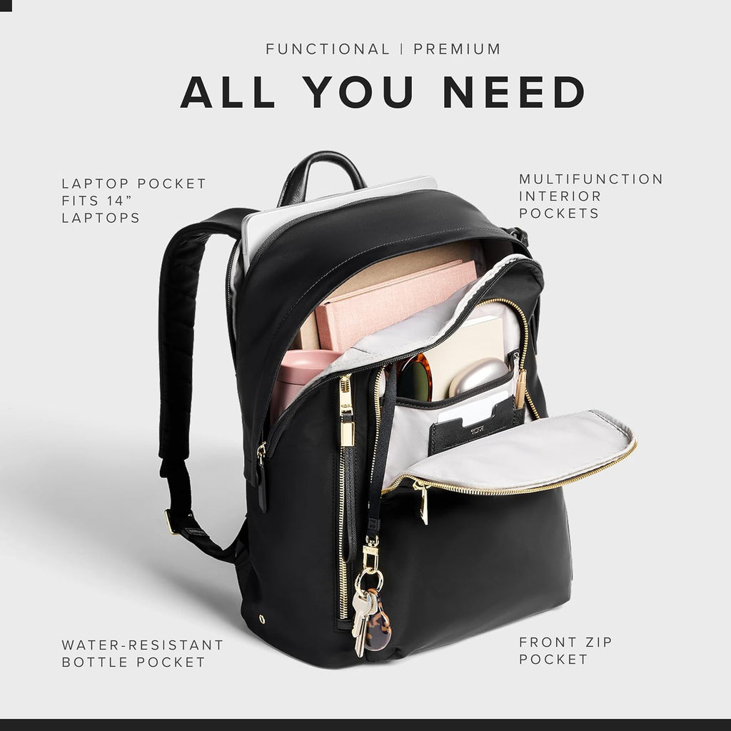 TUMI - Voyageur Halsey Backpack - Travel Backpack - For Business, Fashion, Commute - Holds Up to 14" Screens - Black & Gold