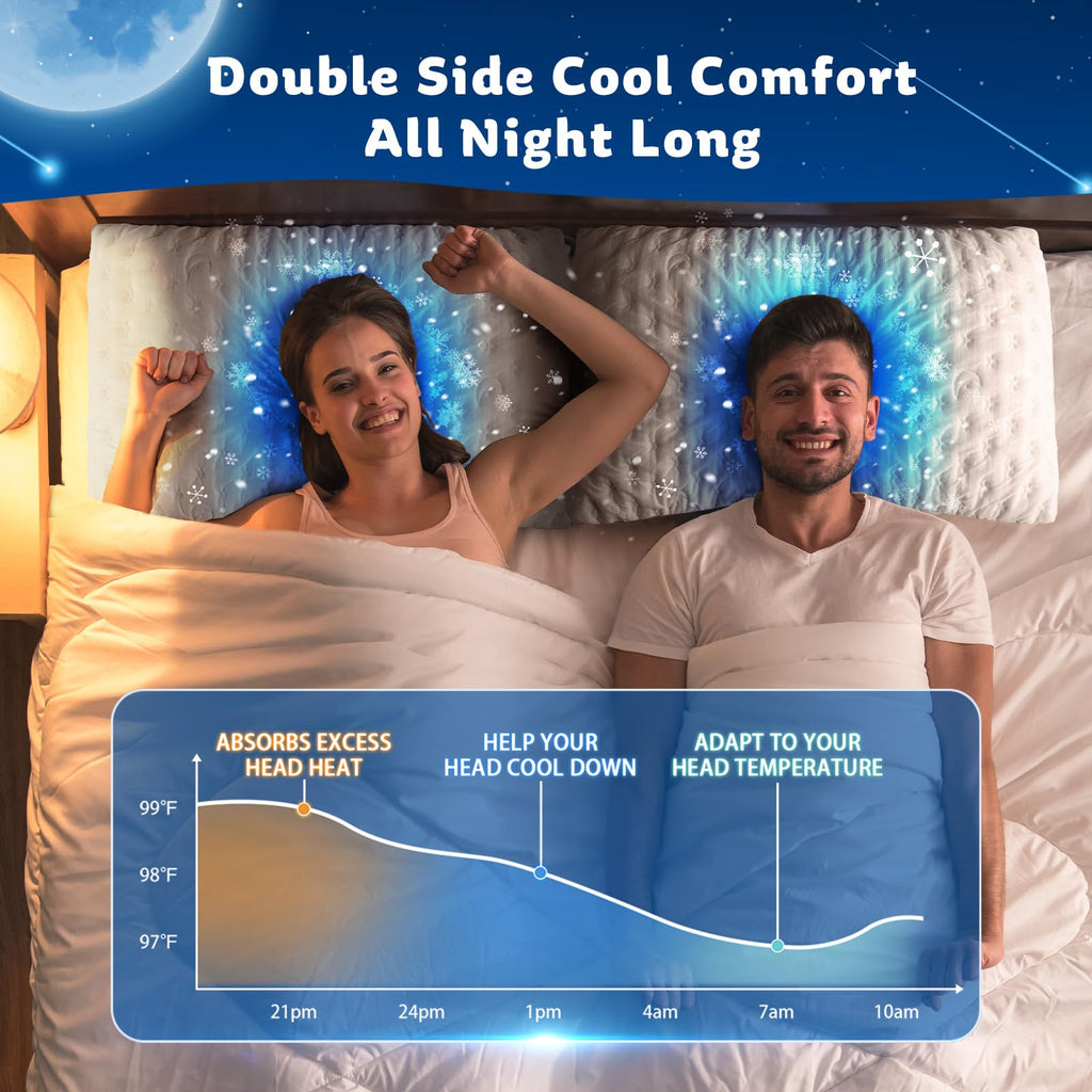 KUCEY Cooling Side Sleeper Pillow for Neck and Shoulder Pain, Luxury Shredded Memory Foam Curved Bed Pillows for Sleeping Set of 1- Adjustable Queen Size- Washable Cover Crescent White