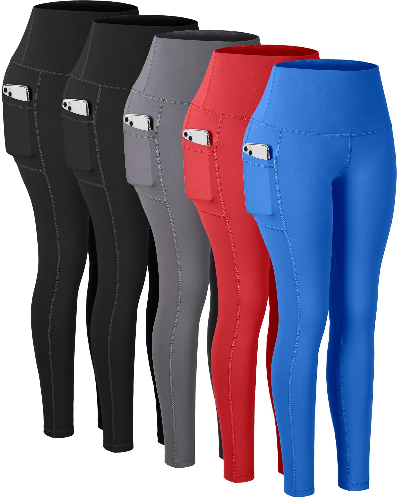 CHRLEISURE Leggings with Pockets for Women, High Waisted Tummy Control Workout Yoga Pants