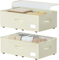 EE-RoomWorld Under Bed Storage with Wheels, No Assemble Required 10 inches height Under Bed Storage bins,Large capacity Rolling Underbed Shoe Storage containers，dorm underbed storage drawers