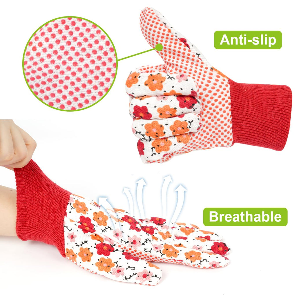 Ainiv Floral Gardening Gloves for Women/Ladies, Non-Slip Garden Work Gloves,Breathable Yard Work Glove Light Working Gloves