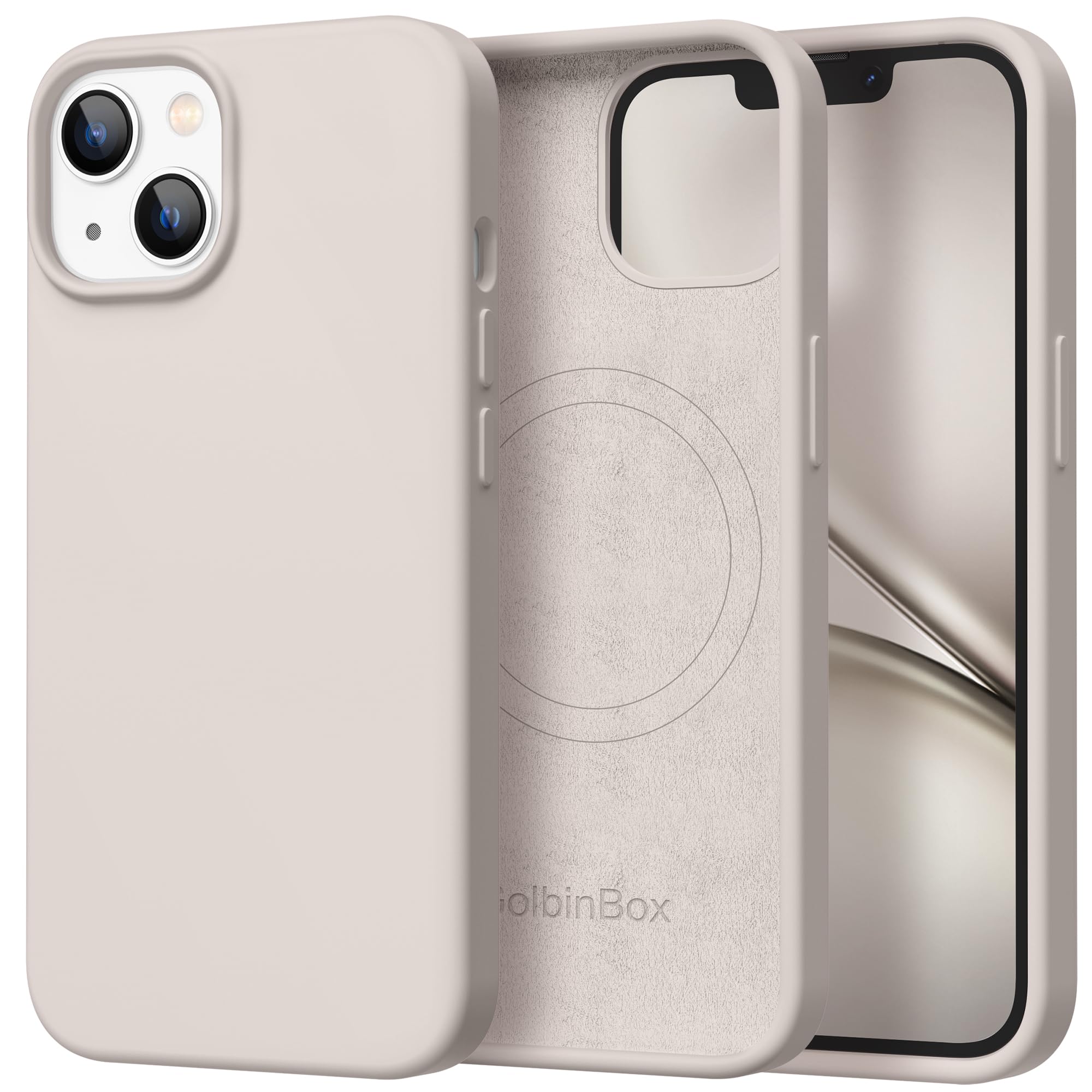 GolbinBox Magnetic for iPhone 17 Pro Max Case, Compatible with MagSafe, [Full Camera Protection] [Screen Protector], Silicone Shockproof Phone Cover with Anti-Scratch Microfiber Lining, Chalk Pink