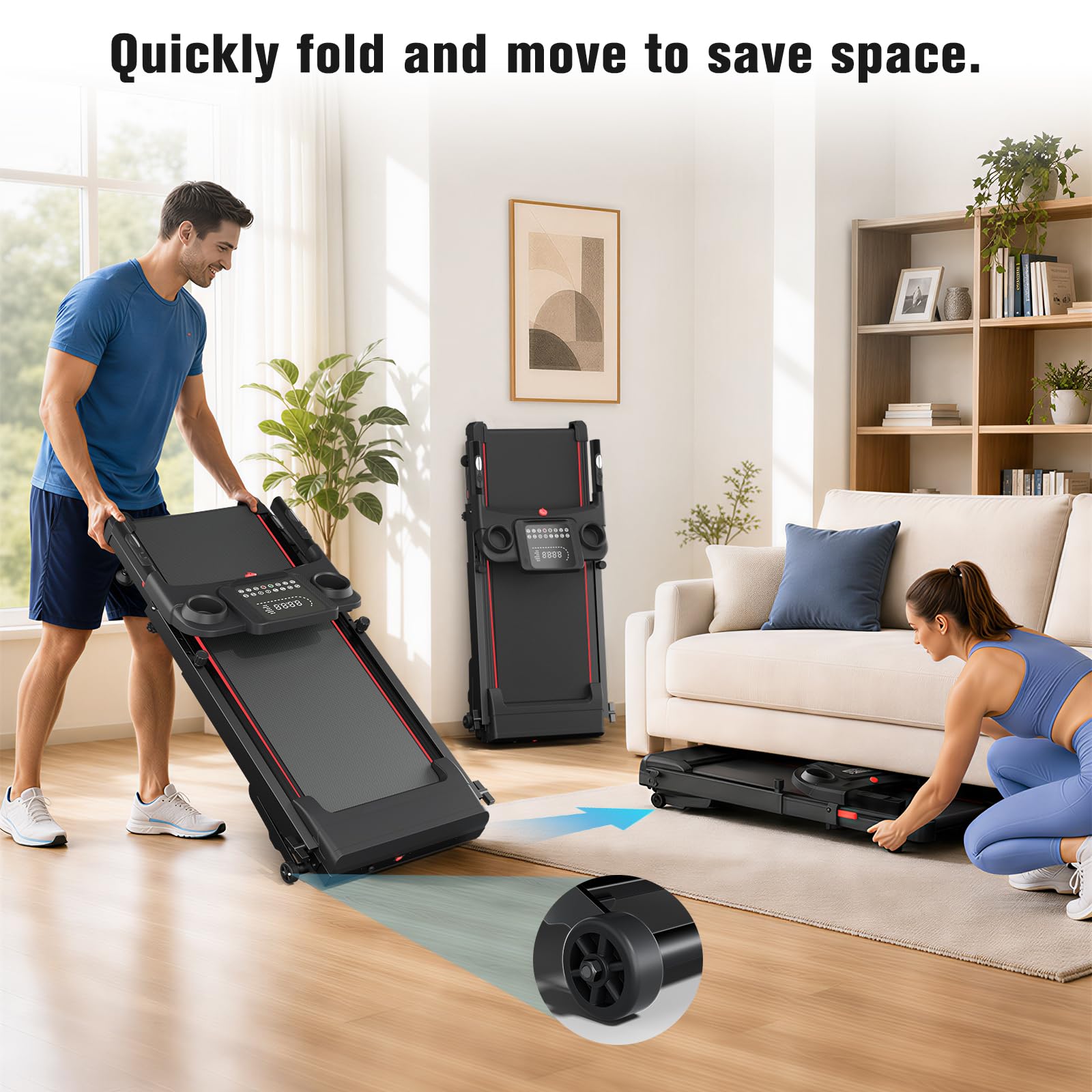Treadmills for Home with 20% Auto Incline - Wide Belt, 8.7MPH Max Speed, 450LBS Capacity, 3.5HP Adjustable Height Handle Bars