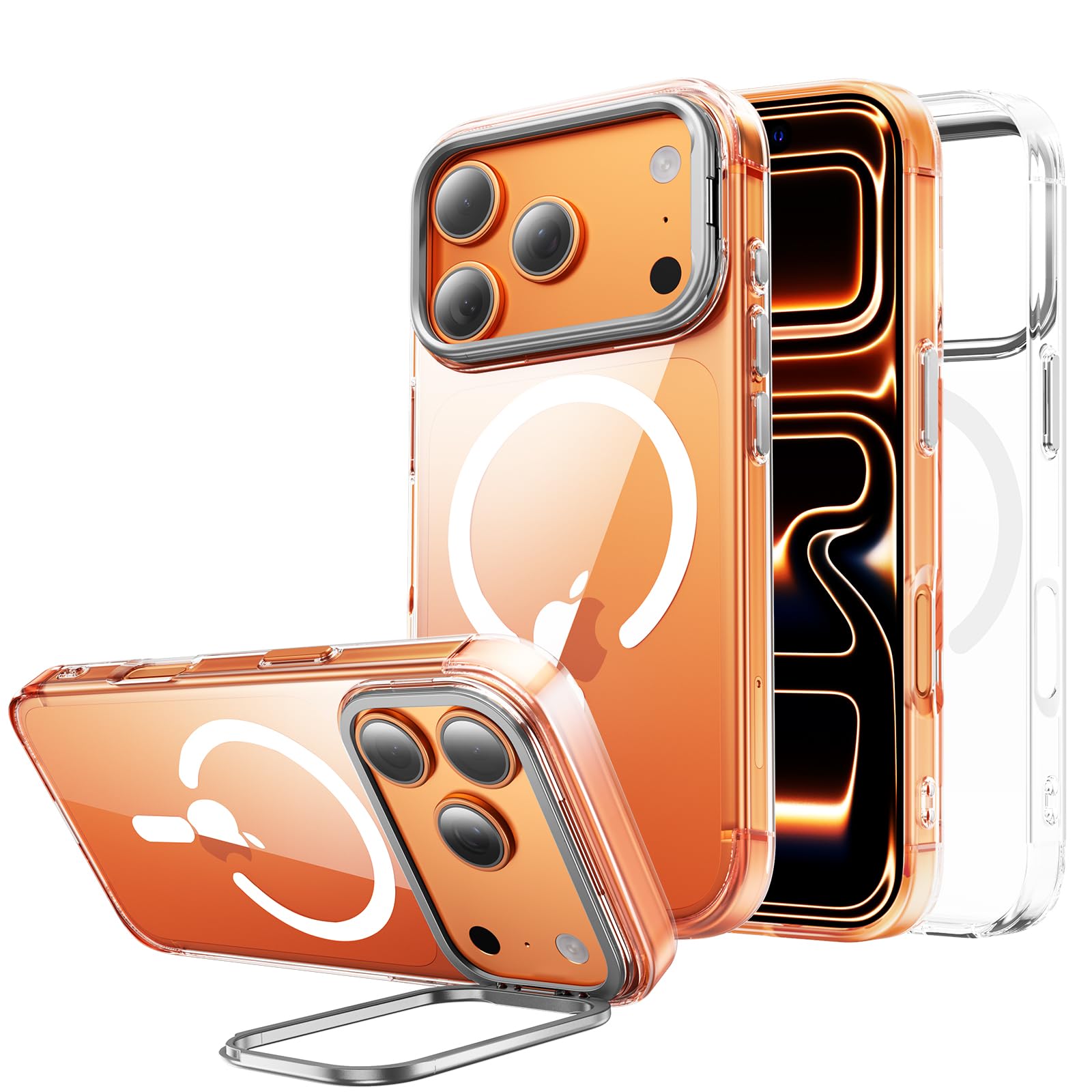 for iPhone 17 Pro Max case with Camera Lens Protector[10Ft Military-Grade Protection] Compatible with fit MagSafe Shockproof Slim Thin Cover case for iPhone 17 Pro Max 6.9 inch, Orange Bumper