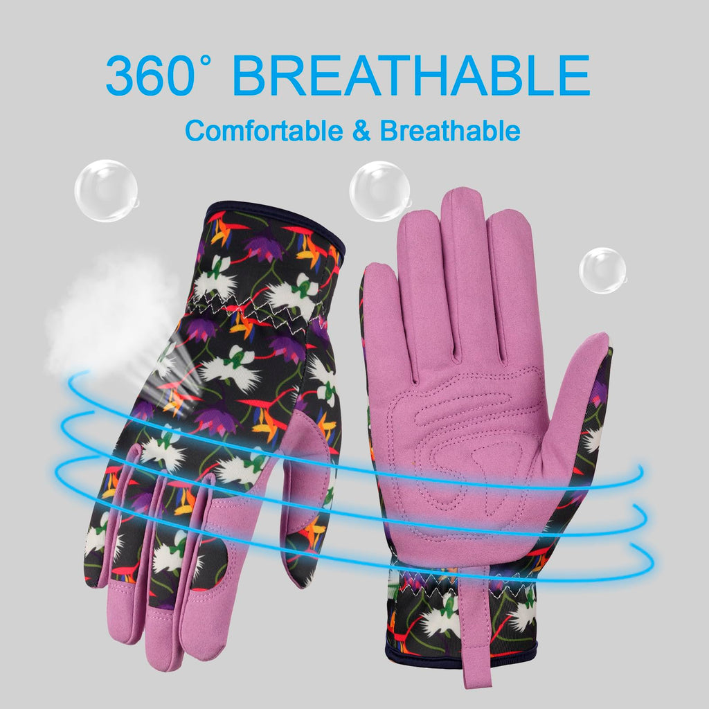 Bamllum Leather Gardening Gloves for Women - Working Gloves for Weeding, Digging, Planting, Raking and Pruning