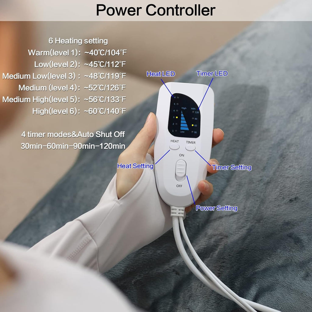 Heating Pad,Heated Blanket,Heating Pad for Back Neck,Silvergray,24x12In | Electric Heating Pad,Dry/Moist Heat Heating Pads,Heating Pads for Shoulder,Abdomen,Knee,Heat Pad for Women Men,Birthday Gift