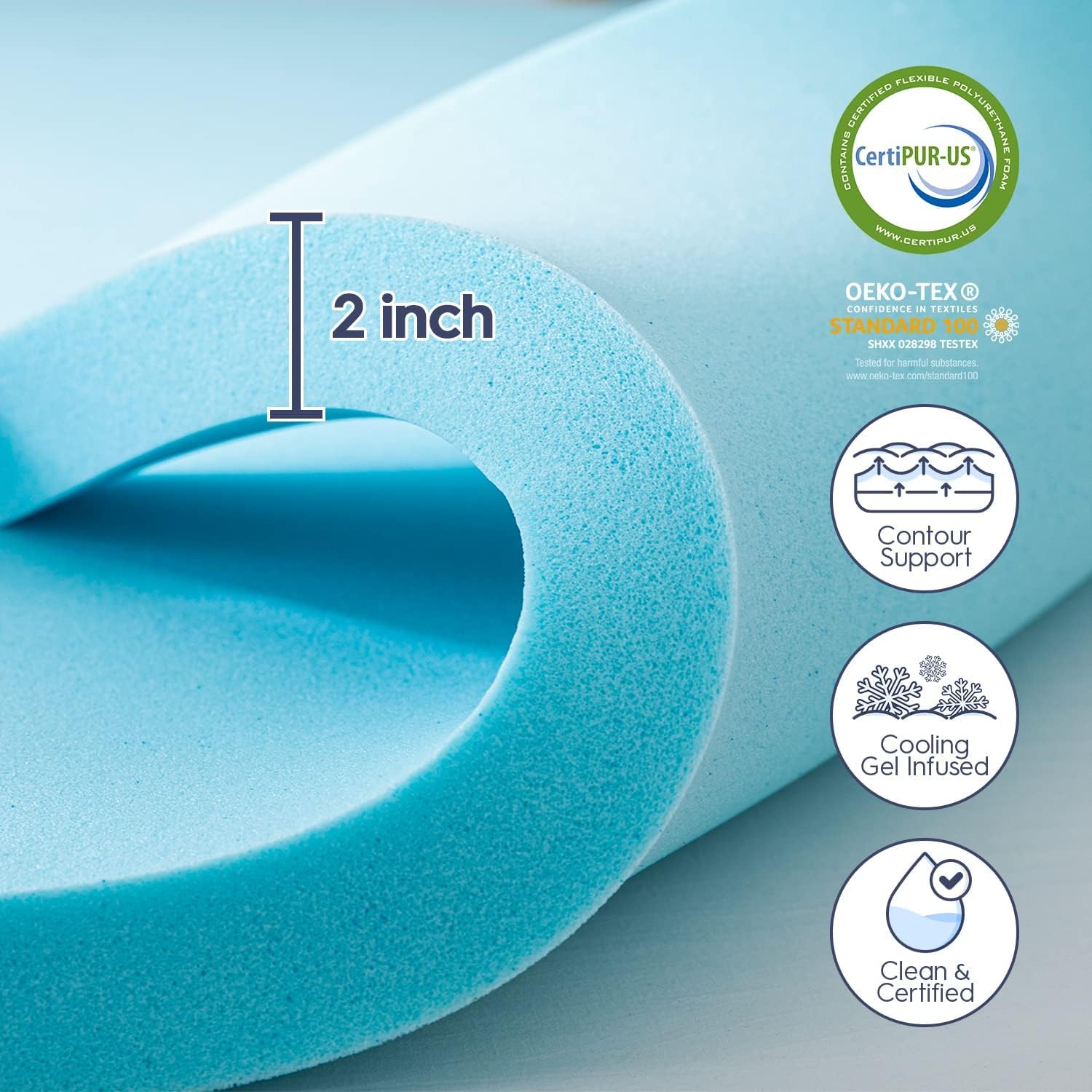 ELEMUSE Twin XL Dorm Dual Layer 3 Inch Memory Foam Mattress Topper for College, Dorm Room Essentials, 2 Inch Cooling Gel Foam and 1 Inch Soft Pillow Top Bed Pad,Back to School Comfortable Support